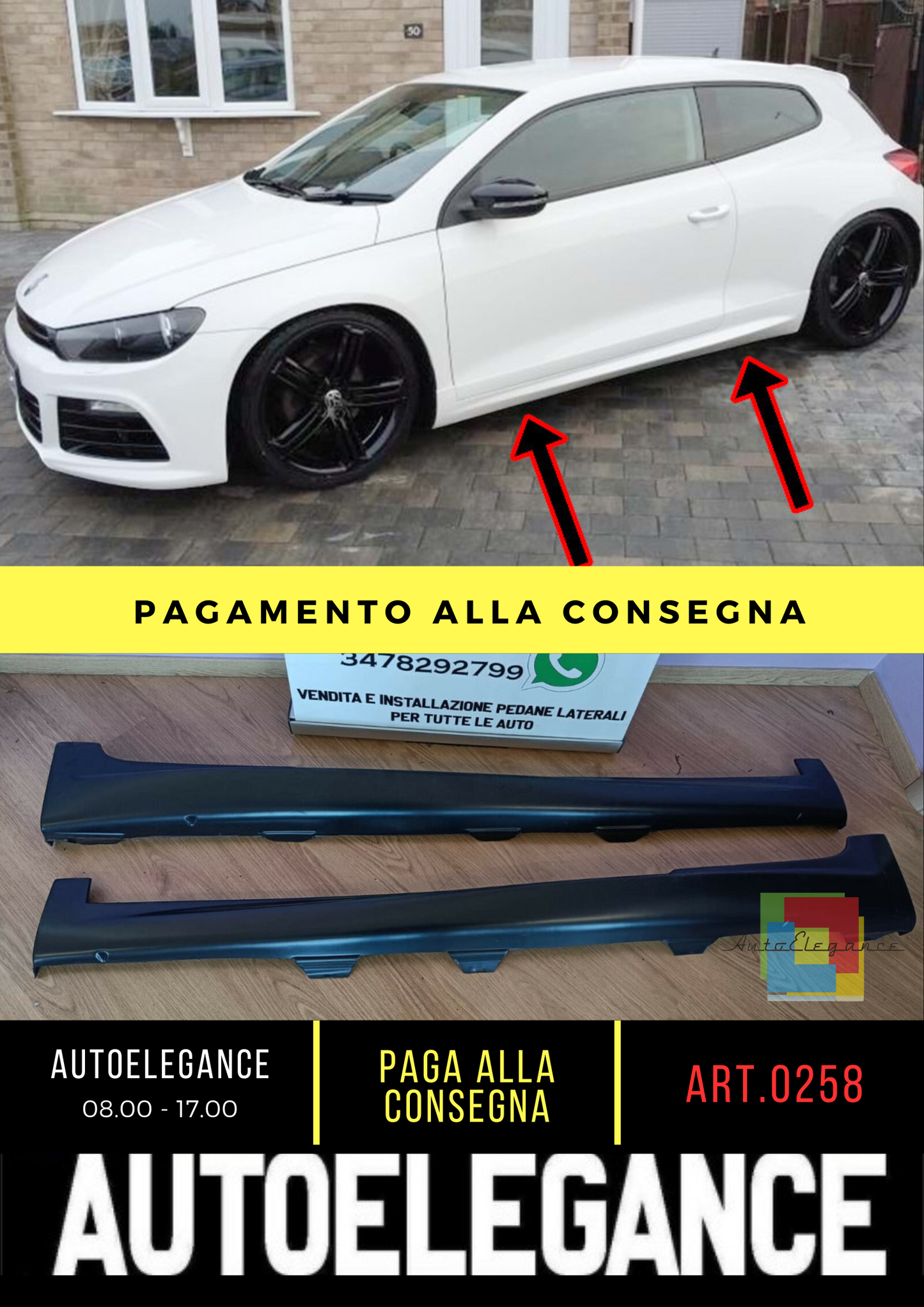⭐0258 SKIRTS FOR VW SCIROCCO FROM 2008+ ABS DOOR SPOILER RLINE LOOK⭐ 