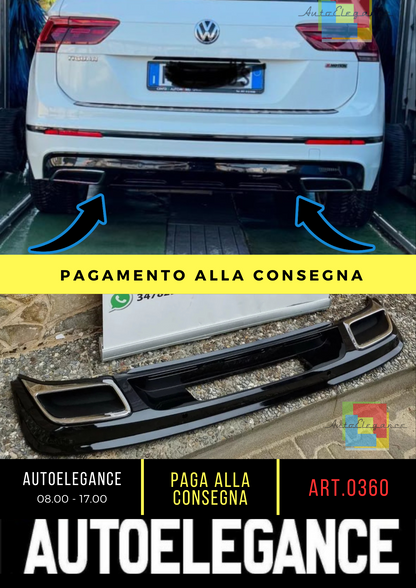 0360❄️DIFFUSORE VW TIGUAN II AD1 16+ SOTTO PARAURTI POSTERIORE LOOK R IN ABS ❄️