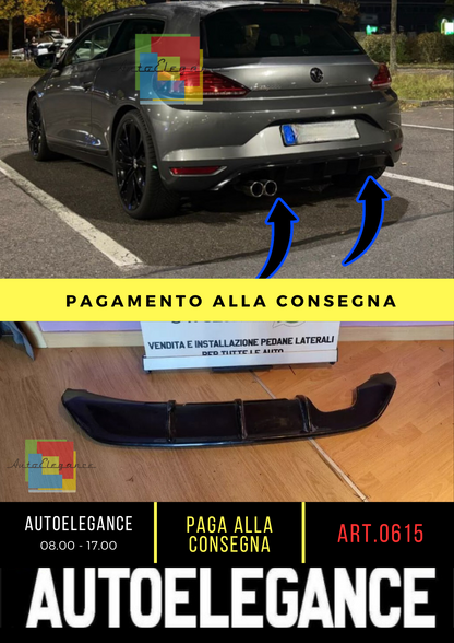 0615⭐DIFFUSORE POSTERIORE ADATTO PER VW SCIROCCO 14-17 LOOK SPORT NERO LUCIDO⭐