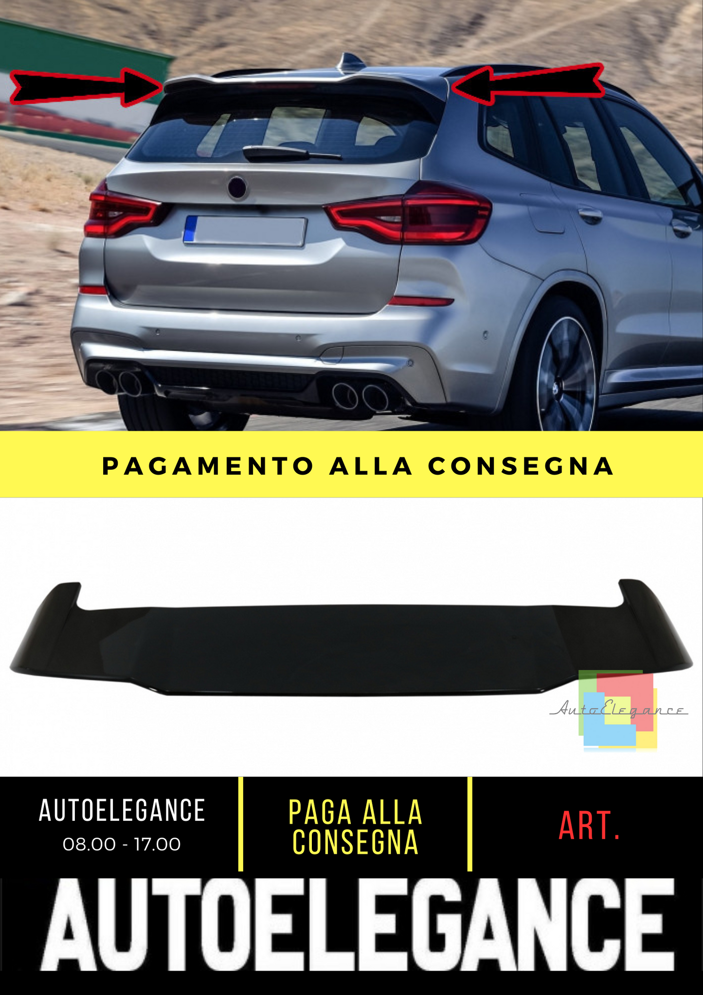 ⭐Spoiler sul tetto adatto per BMW X3 G01 (2017-Up) BK Style Piano Black⭐