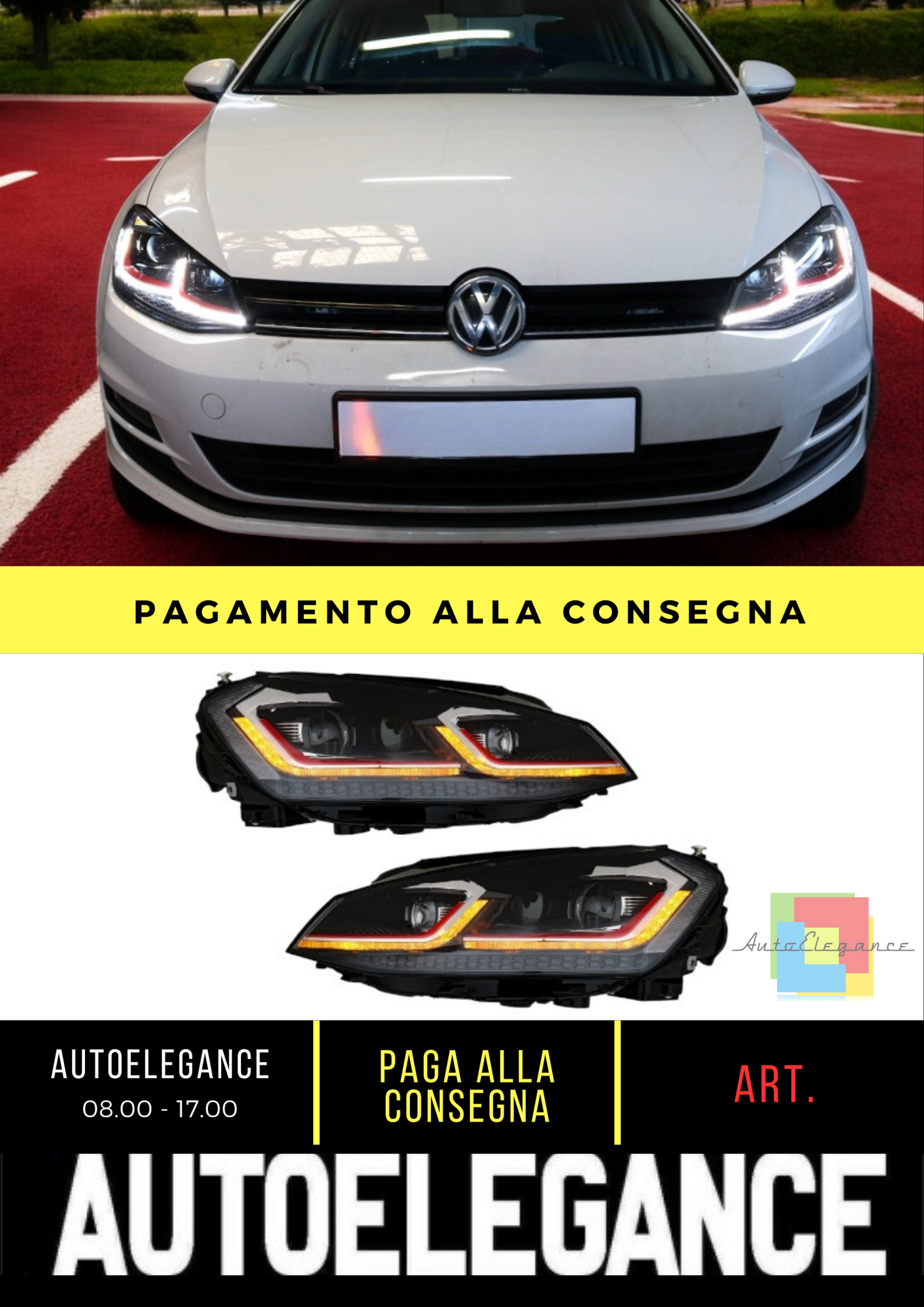 ⭐Fari LED RHD adatti per VW Golf 7 VII 12-17 Facelift G7.5 GTI Look Dynamic Tur⭐