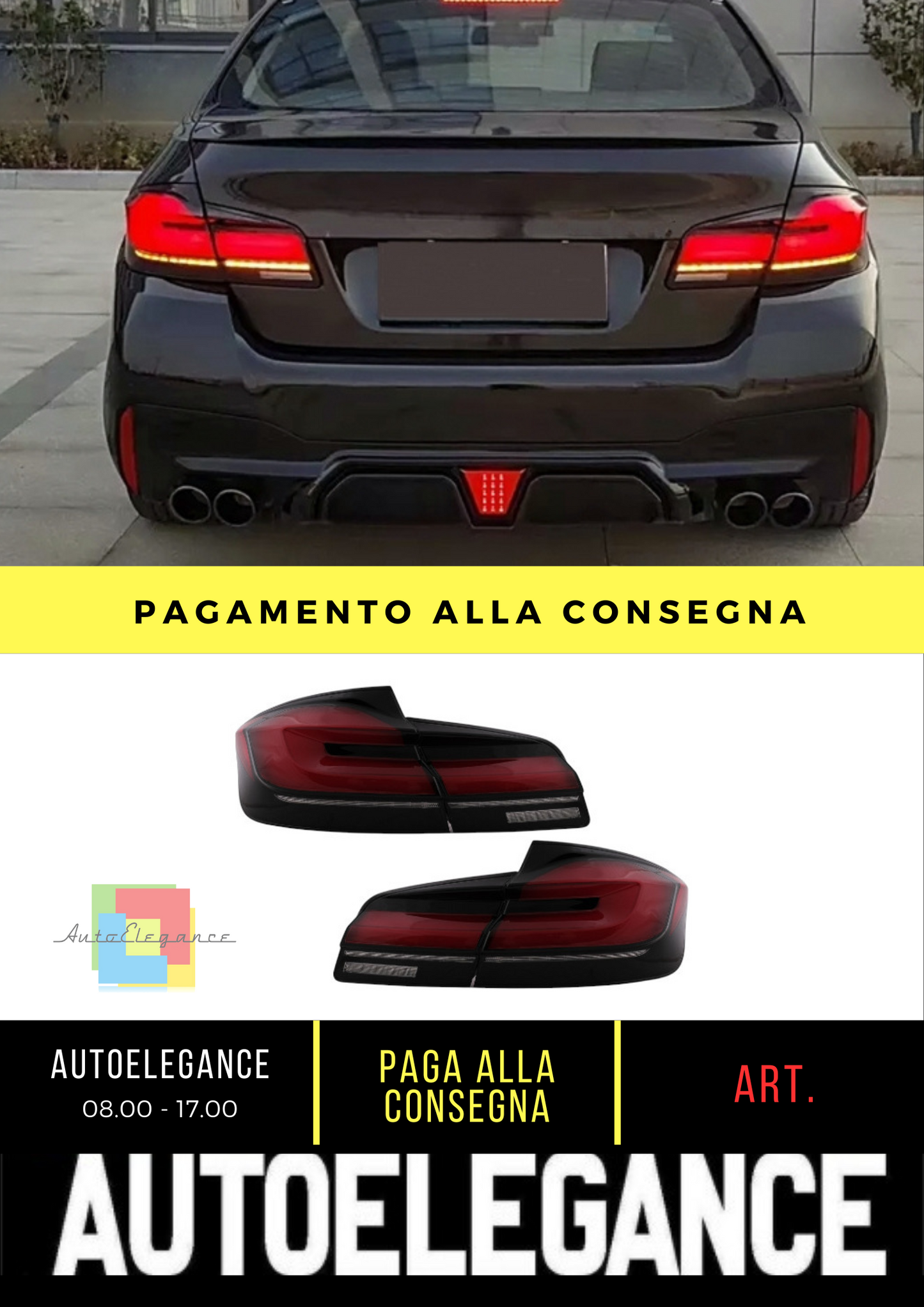 ⭐Fanali posteriori a LED adatti per BMW Serie 5 F10 11-17 con aggiornamento din⭐