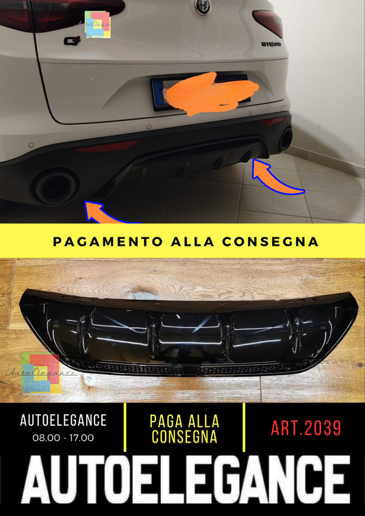 2039⚡DIFFUSORE ADATTO PER ALFA ROMEO STELVIO 949 2016-2020 NERO LUCIDO⚡