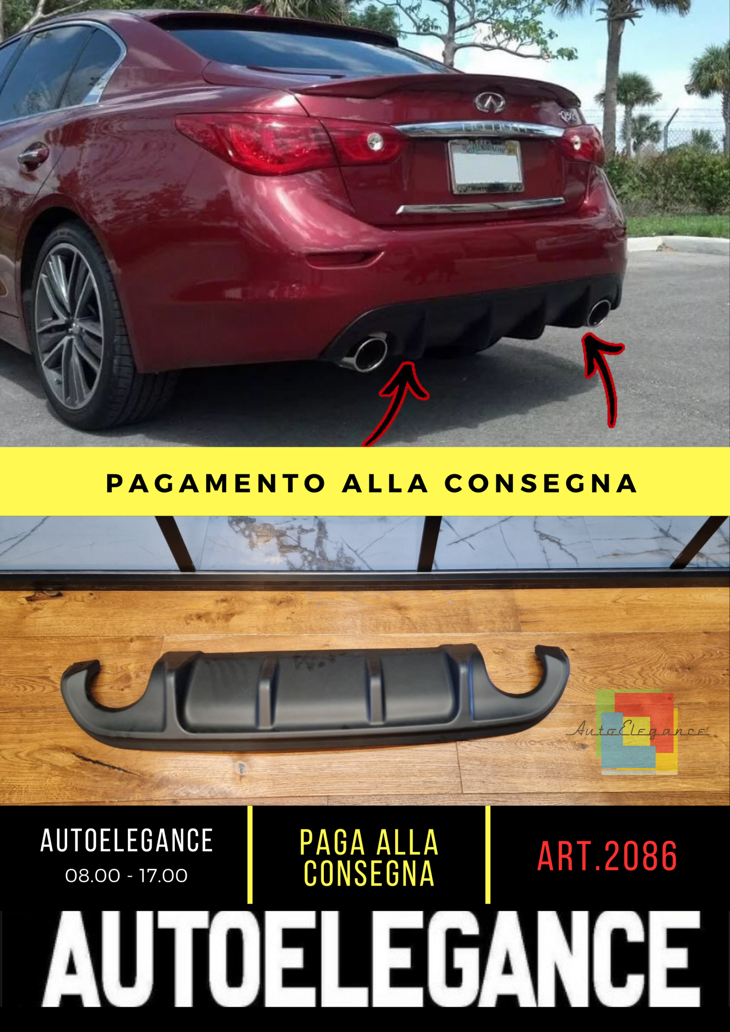 ✨2086 DIFFUSORE ADATTO PER Infiniti Q50 2013+ NERO OPACO✨