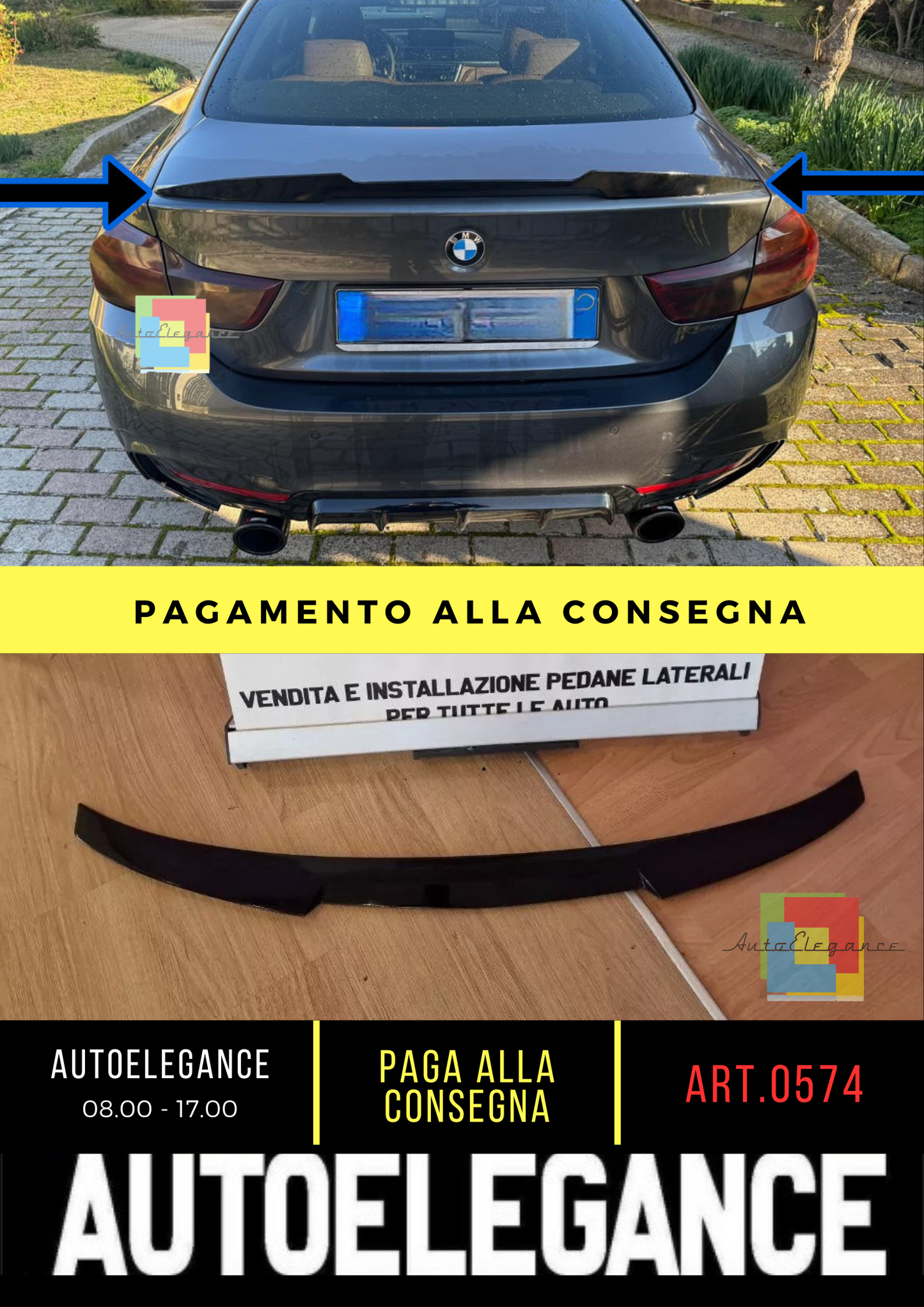 0574⭐BMW 4 F32 2013-2020 COUPE SPOILER POSTERIORE SUL COFANO ABS LOOK M4⭐