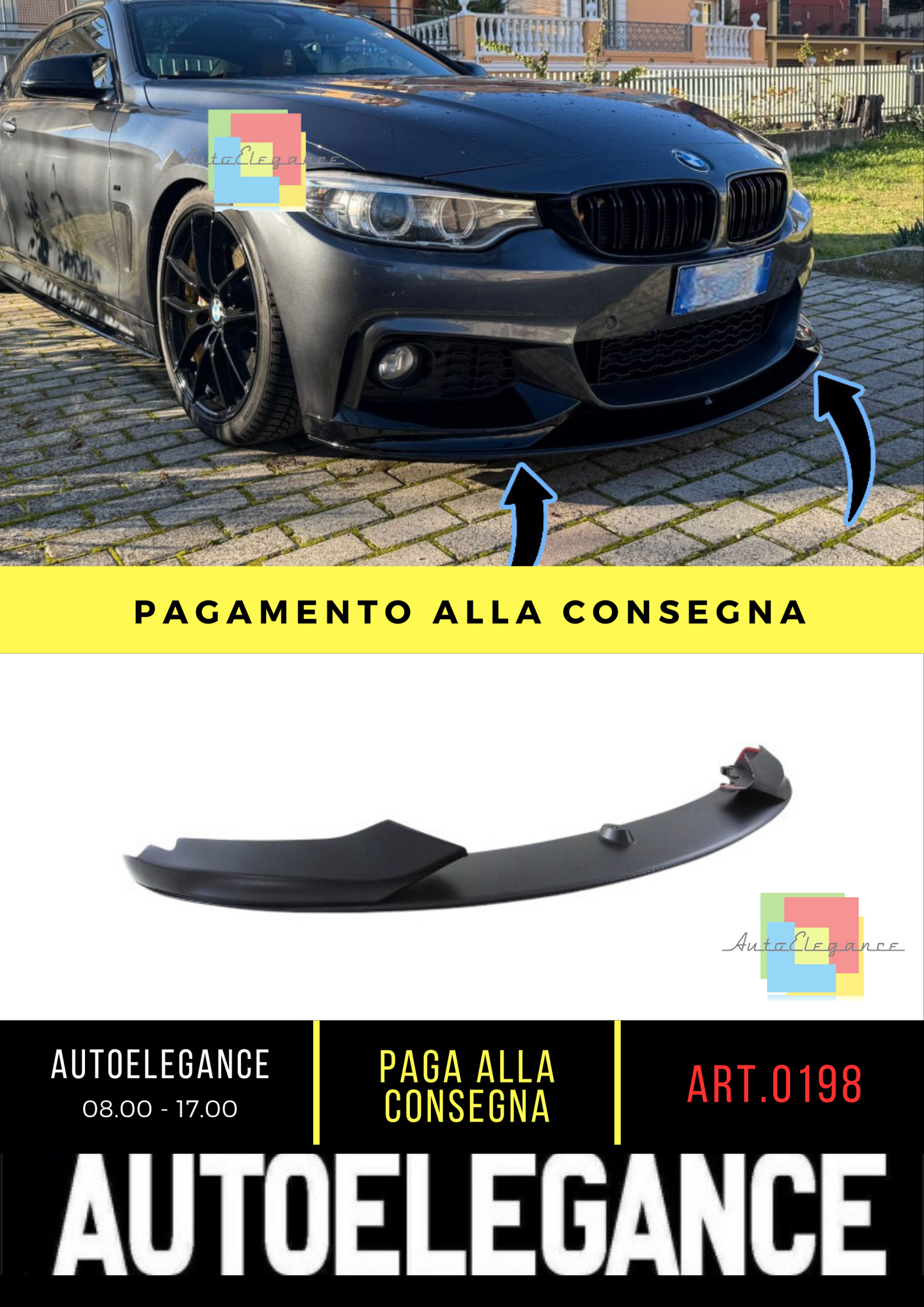 ⭐0198 SPLITTER ANTERIORE ADATTO PER BMW SERIE 4 F32 F33 F36 LOOK M SPORT⭐