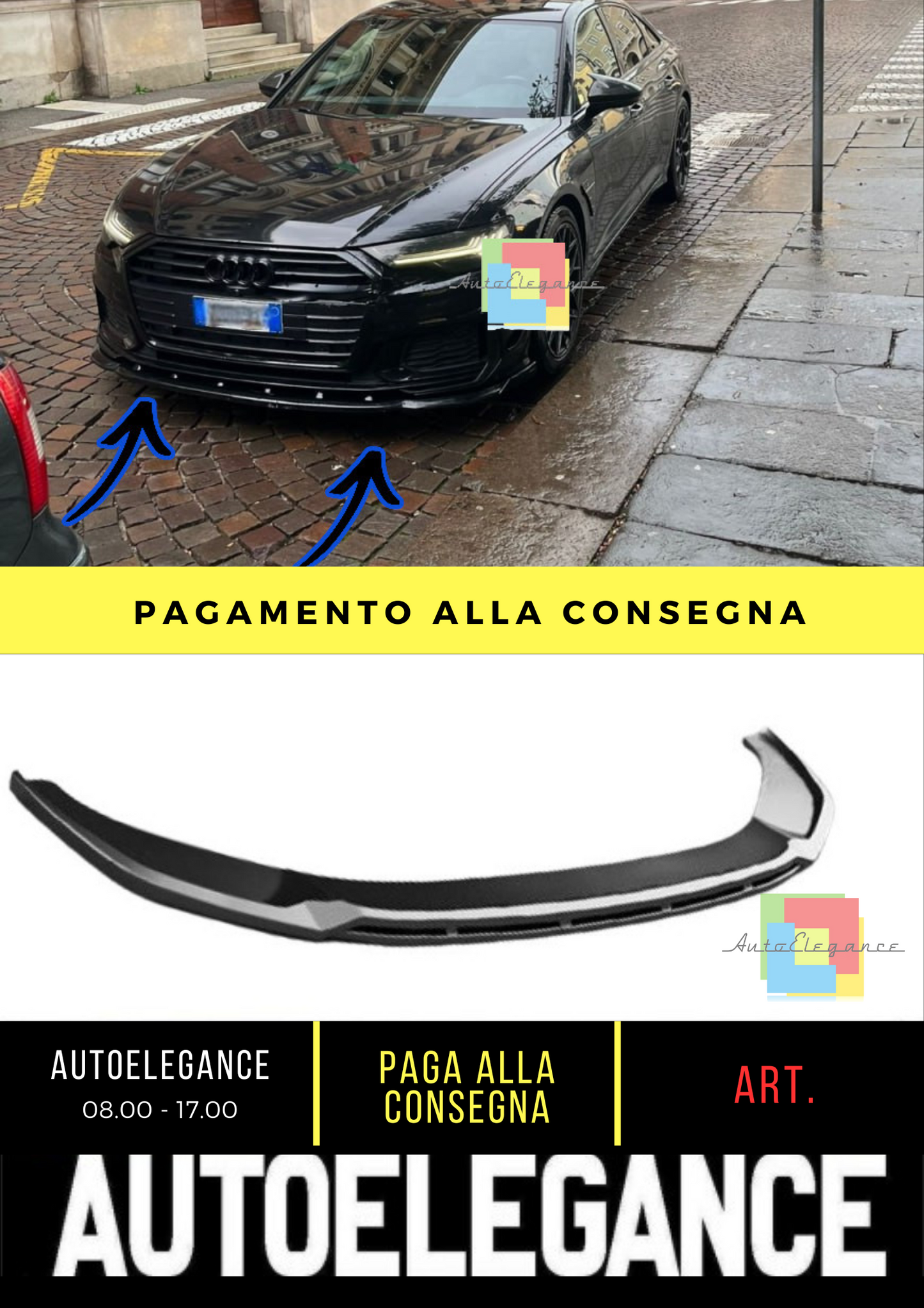 ✨SPLITTER ANTERIORE ADATTO PER AUDI A6 S-Line S6 C8 2019+ con ABE TÜV✨