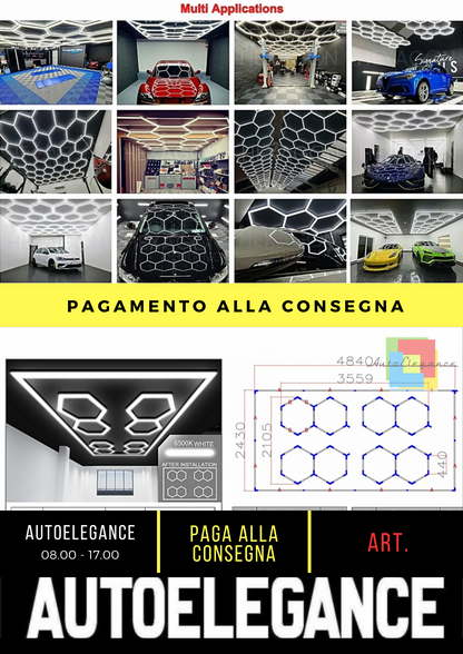 🔆🌟Sistema di illuminazione a soffitto a nido d'ape esagonale 3,56 x 2,10 m🌟🔆