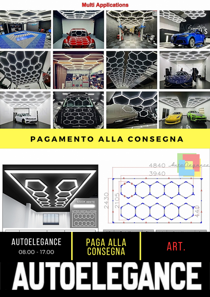 🔆🌟Sistema di illuminazione a soffitto Hexagon HoneyComb 3,94 x 2,10 m🌟🔆