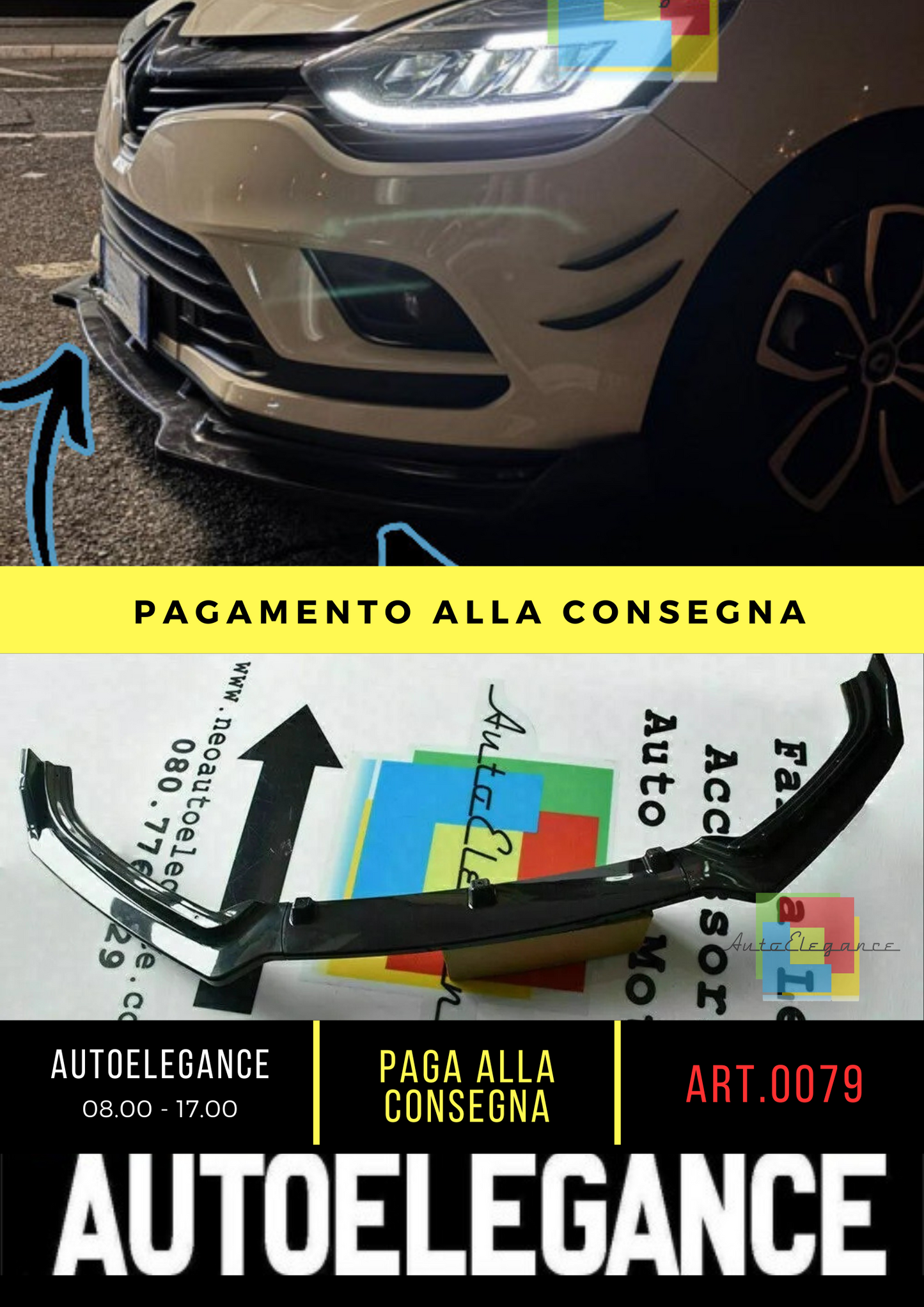 ❄️🌟0079 SPLITTER SOTTO PARAURTI ADATO PER Renault Clio 4 12-18🌟❄️