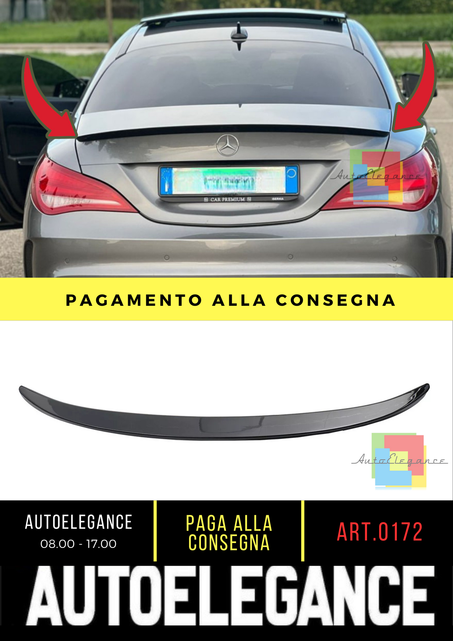 0172🔥Spoiler adatto per Mercedes Benz CLS C117 W117 coupe nero lucido🔥