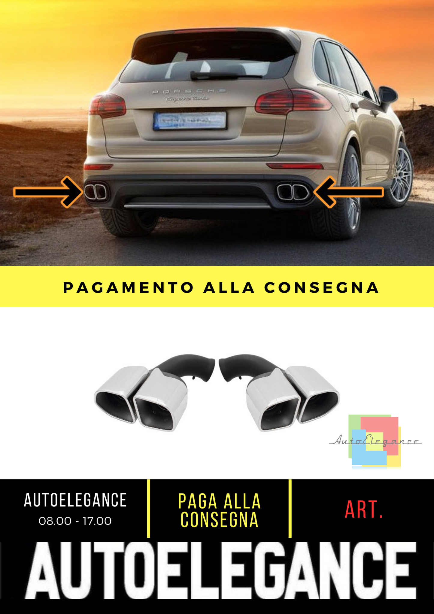 ⭐🔥Punta di scarico ADATTO PER Porsche Cayenne 14-17🔥⭐