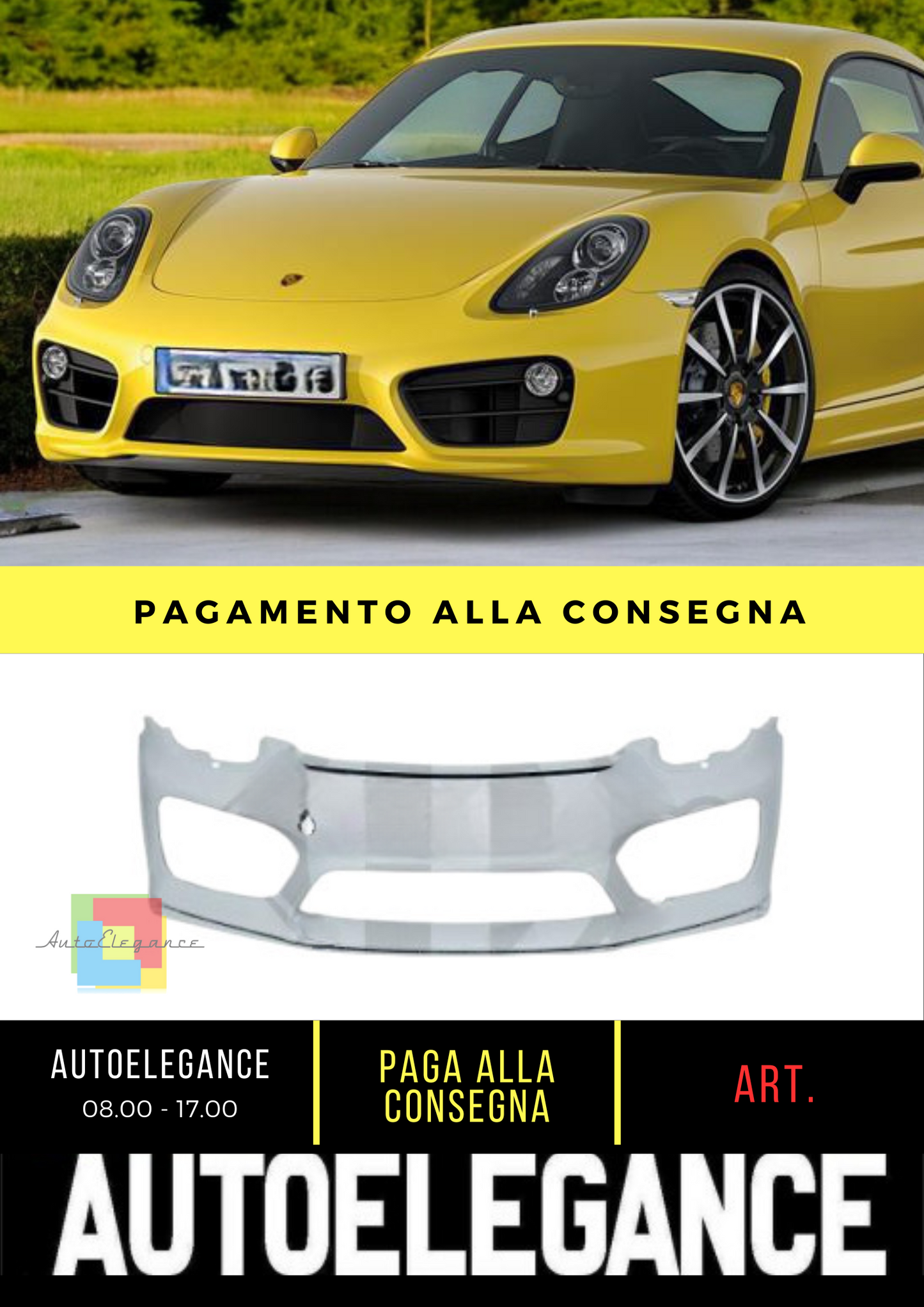 ⭐Paraurti anteriore ADATTO PER Porsche Cayman 16⭐