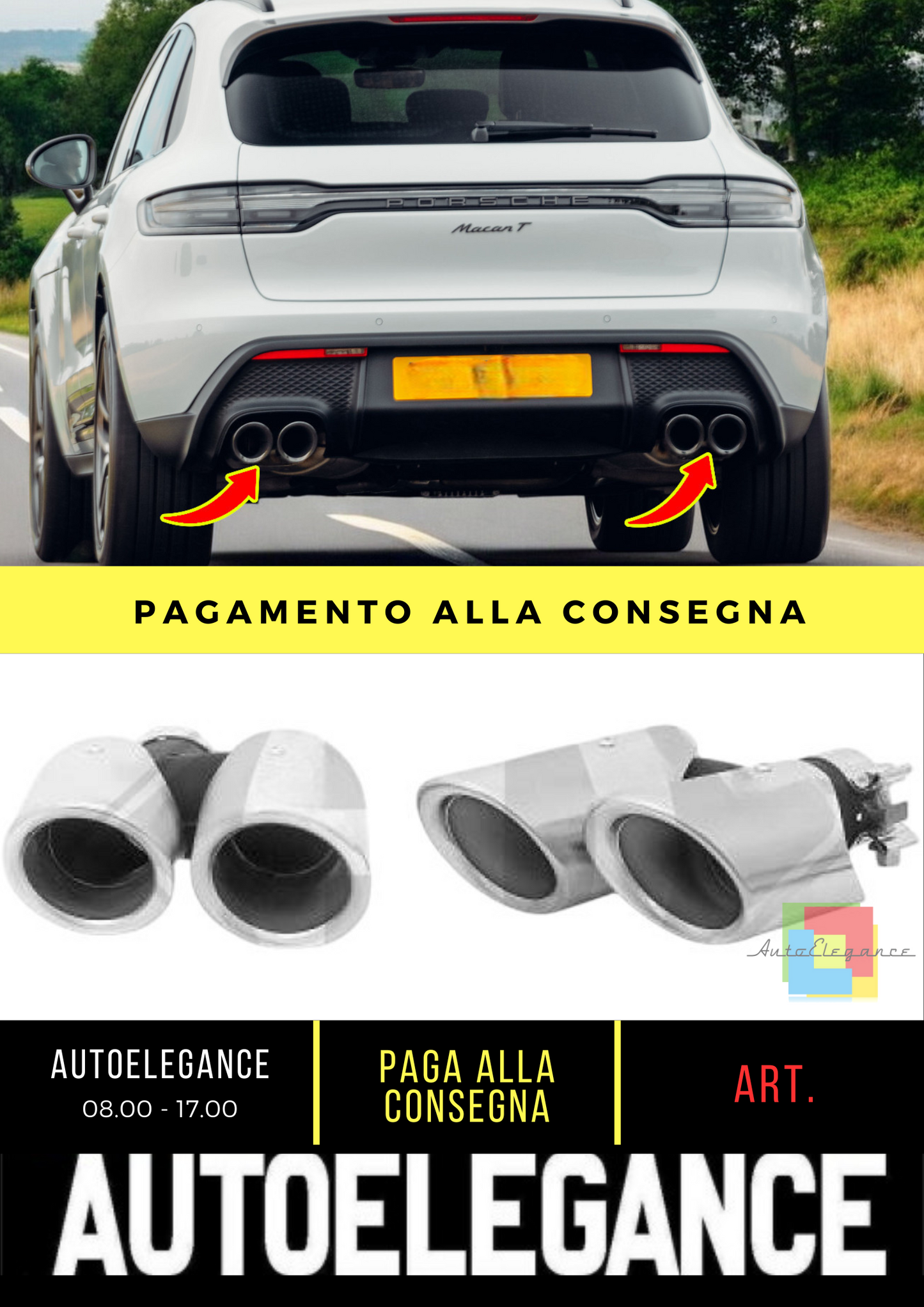 ⭐Punta di scarico ADATTO PER Porsche MACAN 13-16 SPORTIVI IN INOX⭐