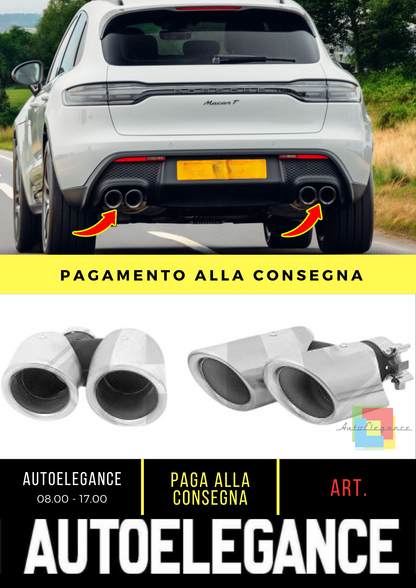 ⭐Punta di scarico ADATTO PER Porsche MACAN 13-16 SPORTIVI IN INOX⭐