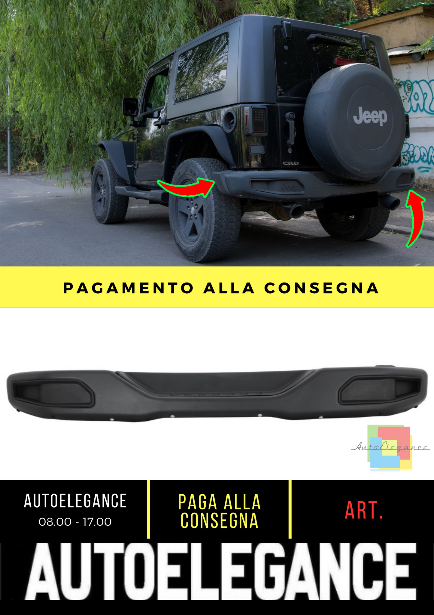 💥Paraurti posteriore in metallo adatto per Jeep Wrangler Rubicon JK 07-17 💥