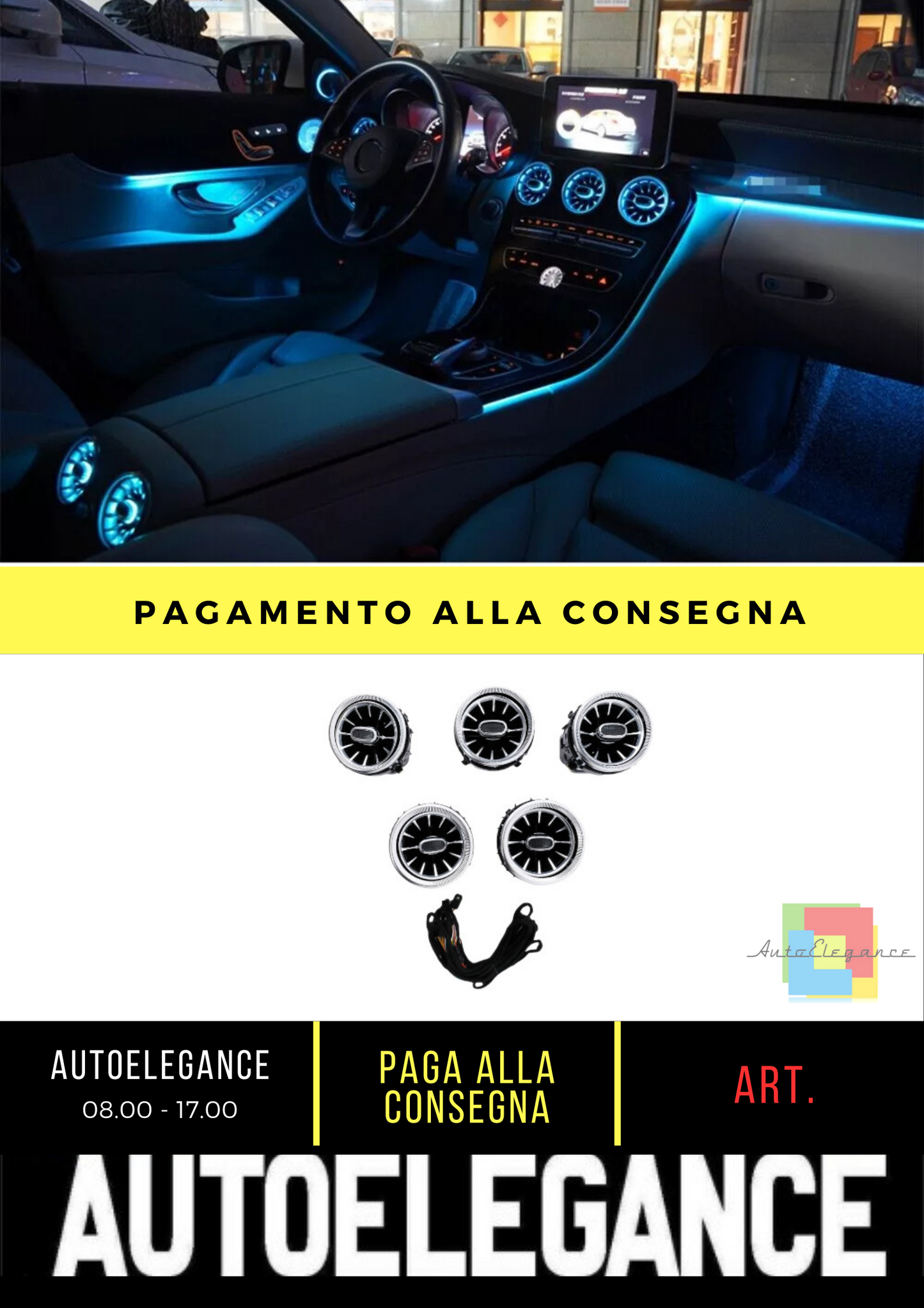 ⭐Griglie di ventilazione anteriori AC 64colori adatte per Mercedes Classe CW205⭐