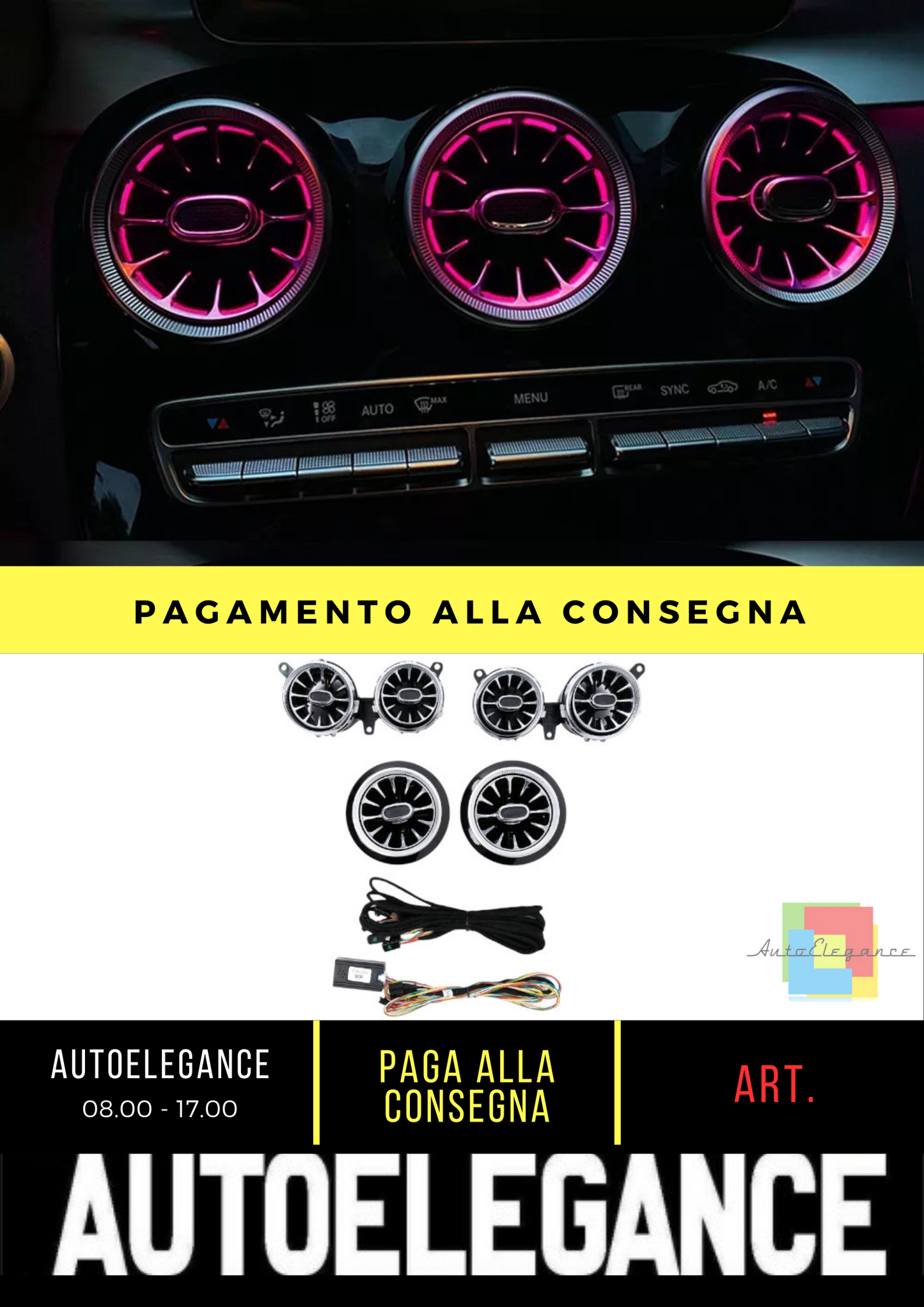 ⭐Griglie di ventilazione anteriori AC 64 colori adatte per Mercedes Classe E ⭐