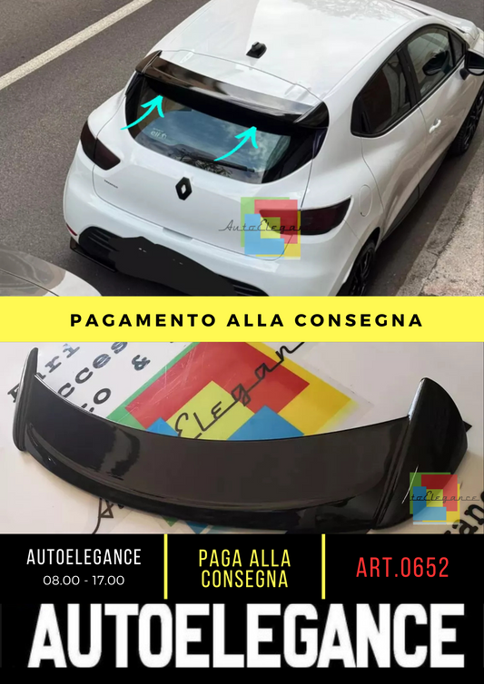 0652 💥RENAULT CLIO MK4 4 12-18 SPOILER TETTO LOOK SPORTIVO ABS NERO LUCIDO💥