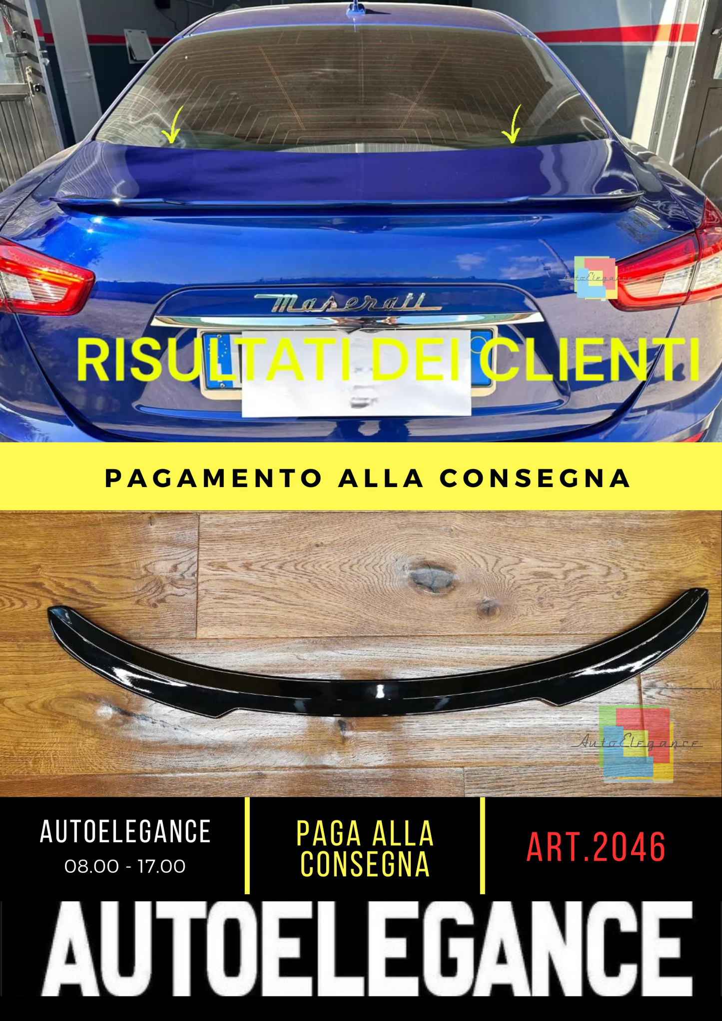 💥2046 SPOILER SUITABLE FOR MASERATI GHIBLI 2014-2019 GLOSSY BLACK💥 