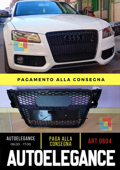 ❄️0604 GRIGLIA ADATTA PER AUDI A5 2007-2011 LOOK RS5 NERA DESIGN SPORTIVO❄️