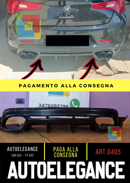 ⭐0405 DIFFUSORE POSTERIORE ADATTO PER ALFA ROMEO GIULIETTA NERO LUCIDO⭐