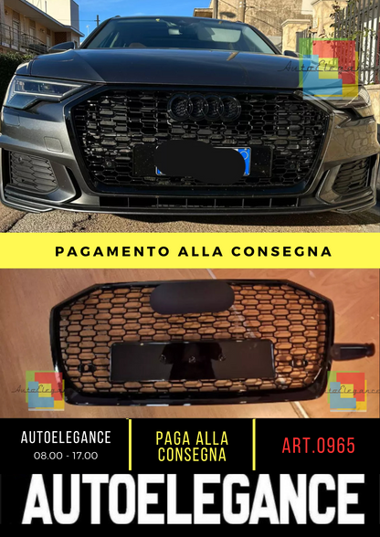 0965✨Griglia a nido d'ape griglia completa nera lucida adatta per Audi A6 C8 19✨