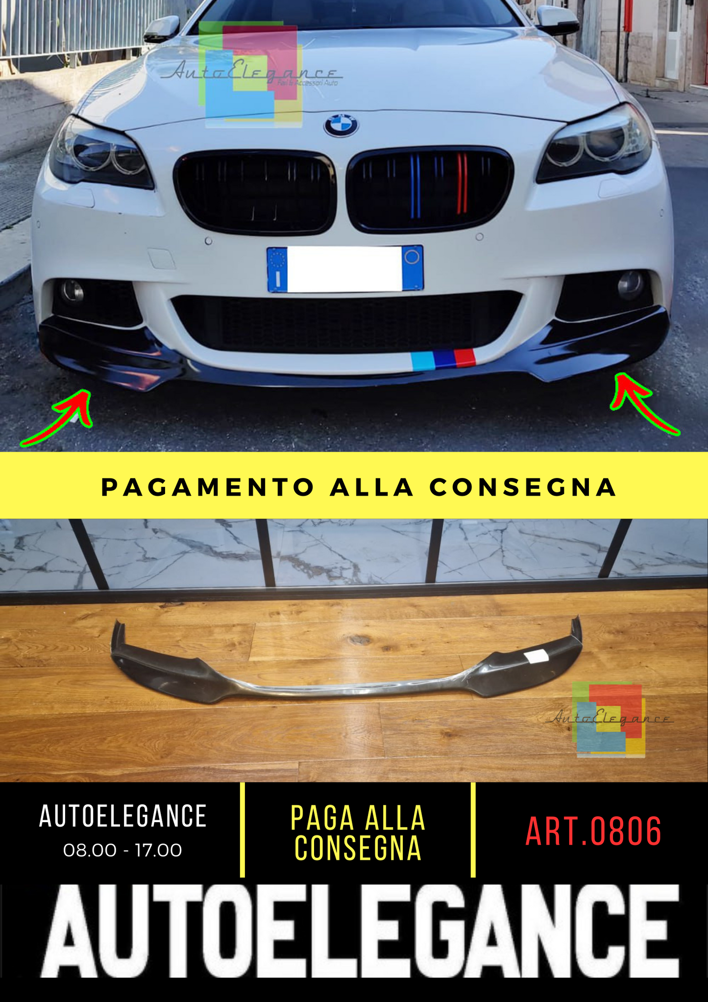 🔥0806 SOTTO PARAURTI ADATTO PER BMW F10 F11 MSPORT NERO LUCIDO (A GUSCIO)🔥