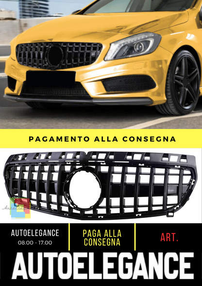 🔥Griglia Sportiva Griglia Nera Lucida Per Mercedes Classe A W176 12-15🔥