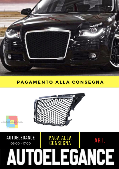 🔥Griglia a nido d'ape senza stemma Nero Cromato opaco per Audi A3 8P 08-13🔥