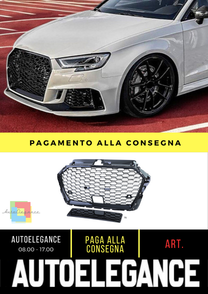 🔥Griglia Sportiva a Nido d'Ape Nero Lucido per Audi A3 8V 16-20 con ACC🔥