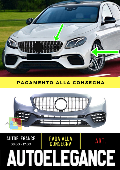 ⭐Paraurti Sportivo con Calandra Cromo Nero per Mercedes Classe E W213 16-20⭐