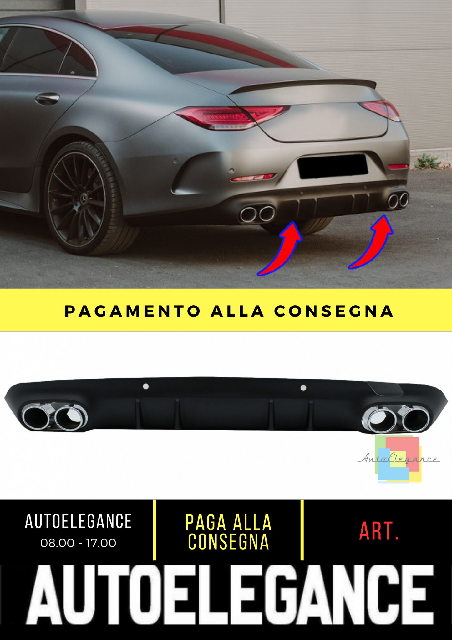 🔥Diffusore posteriore cromati adatto per Mercedes Classe CLS C257 18 CLS53 De🔥