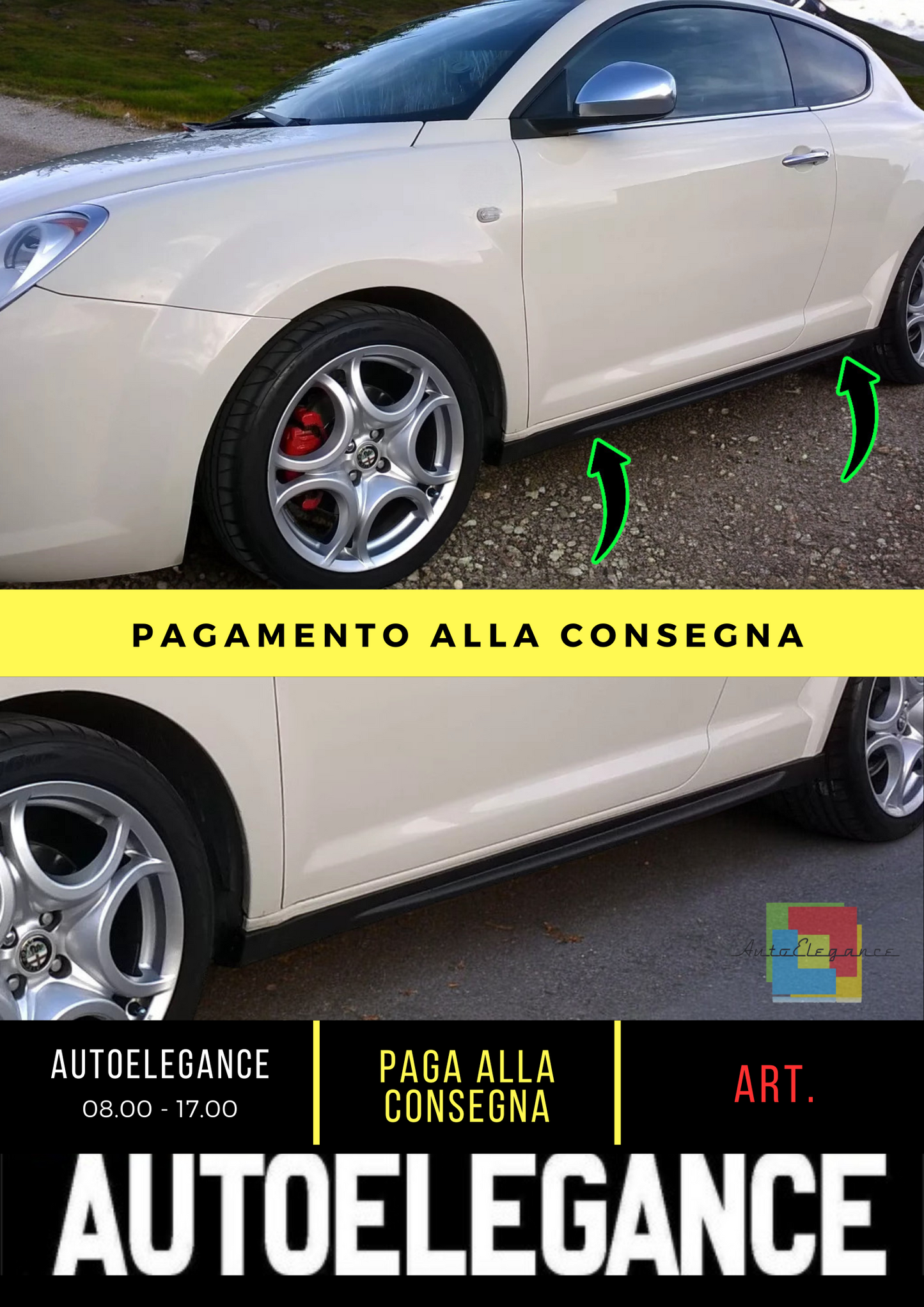 ⭐Minigonne laterari "Giulietta Quadrifoglio" in ABS adatto per Alfa Romeo MITO⭐