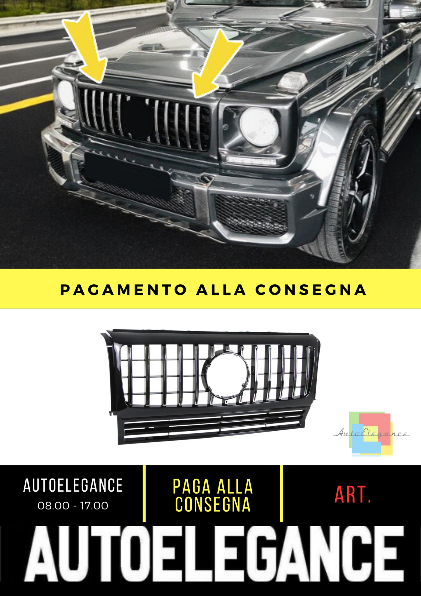 🔥Griglia Sport Cromo Nero Lucido Per Mercedes Classe G W463 90-18🔥