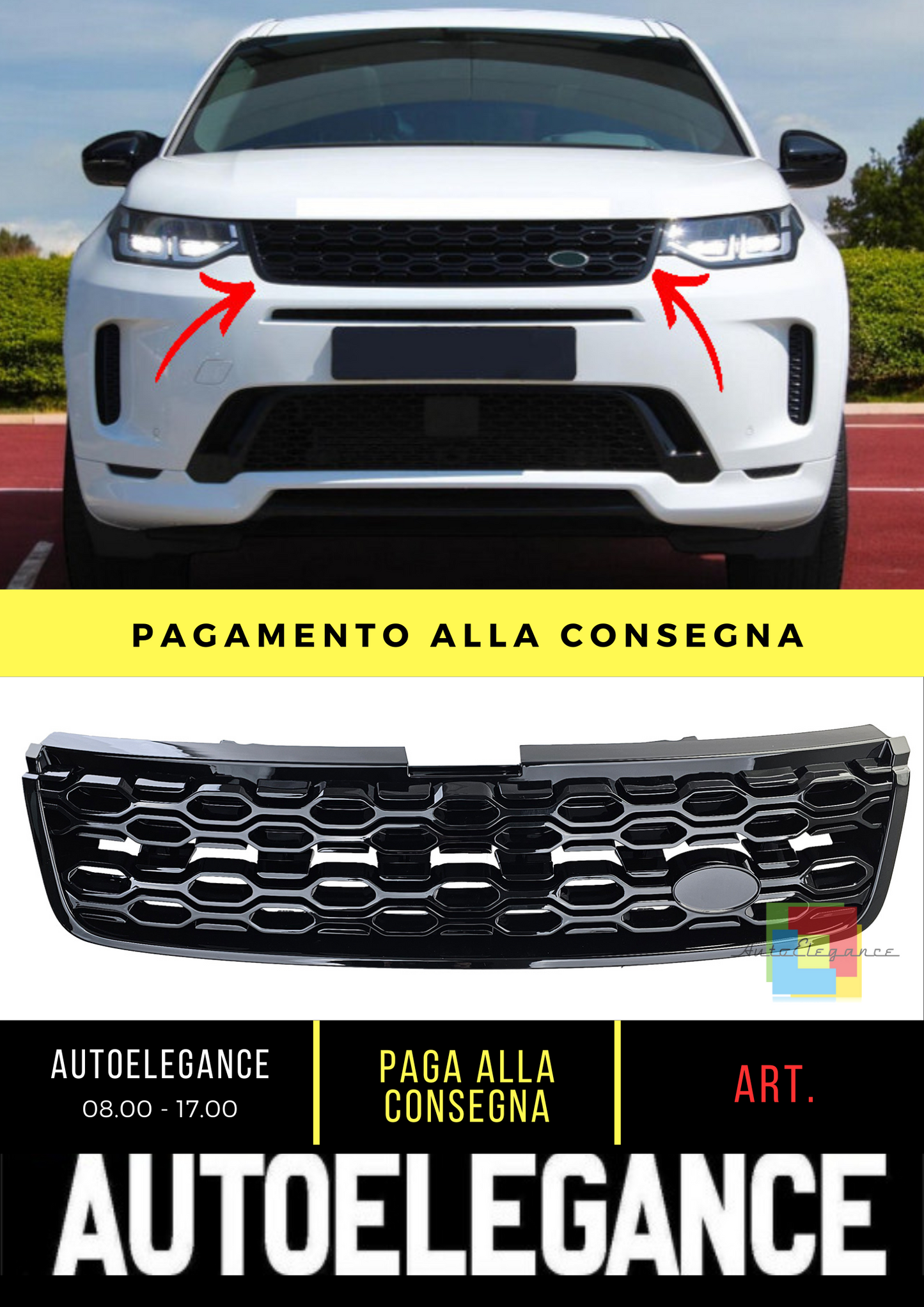 🔥Griglia Sport Nero Lucido per Land Rover Discovery Sport L550 dal 2020🔥