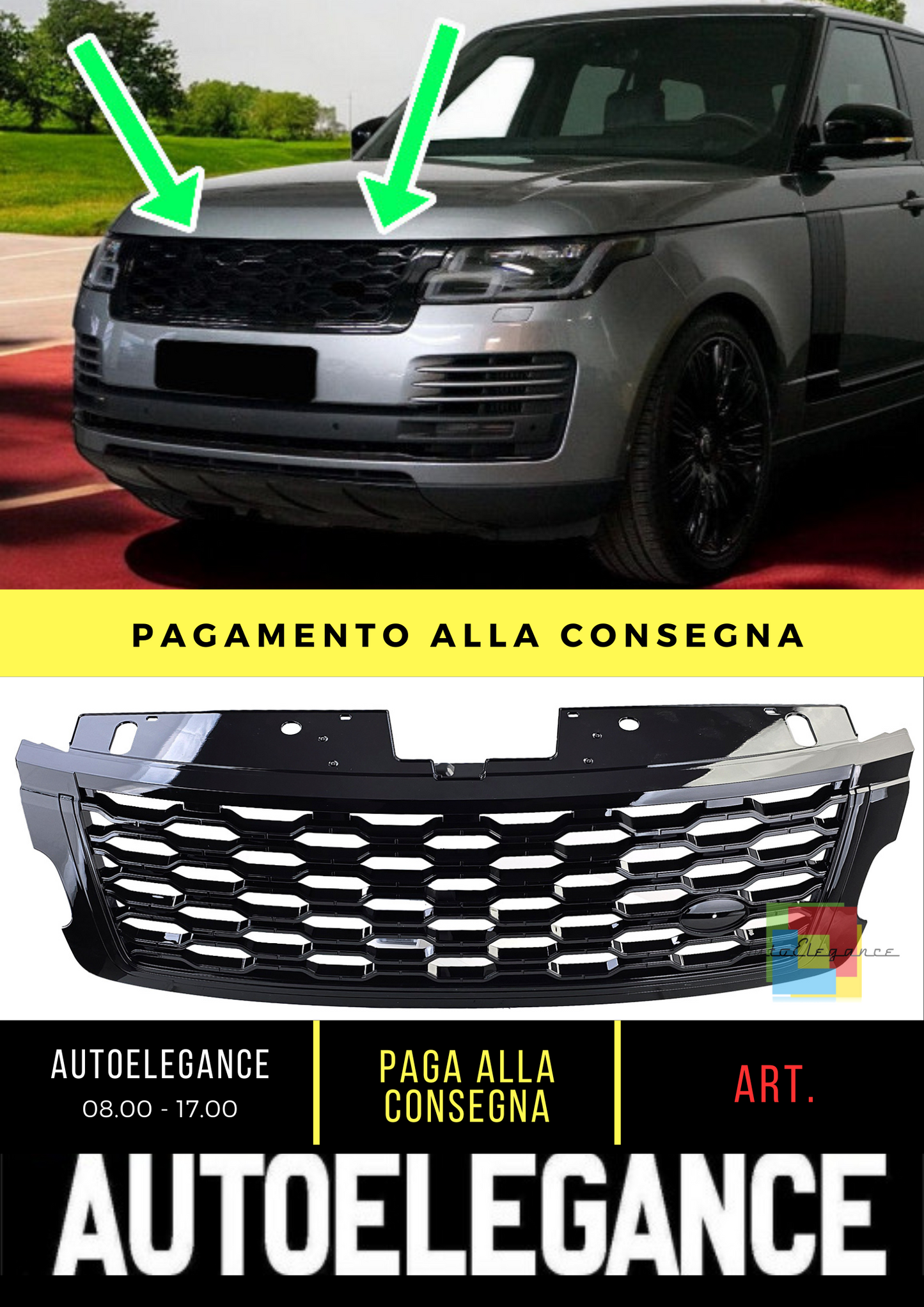 🔥Griglia Sport Nero Lucido adatto per Range Rover Vogue L405 18-22🔥