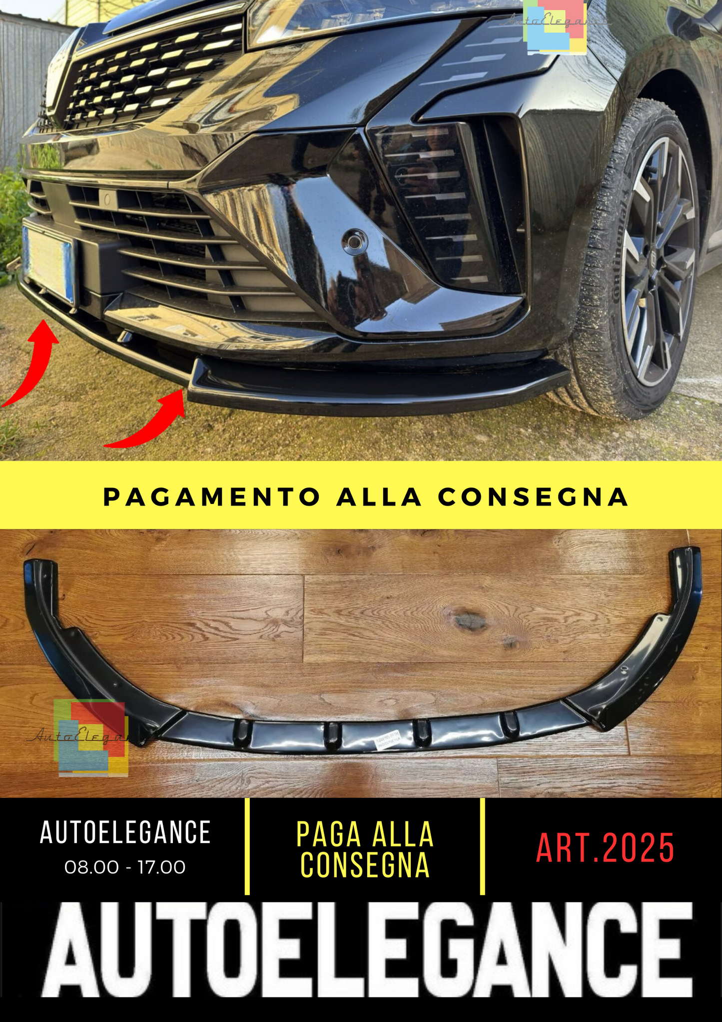 💎2025 SPLITTER ADATTO PER RENAULT CLIO 5 2023+ NERO LUCIDO💎
