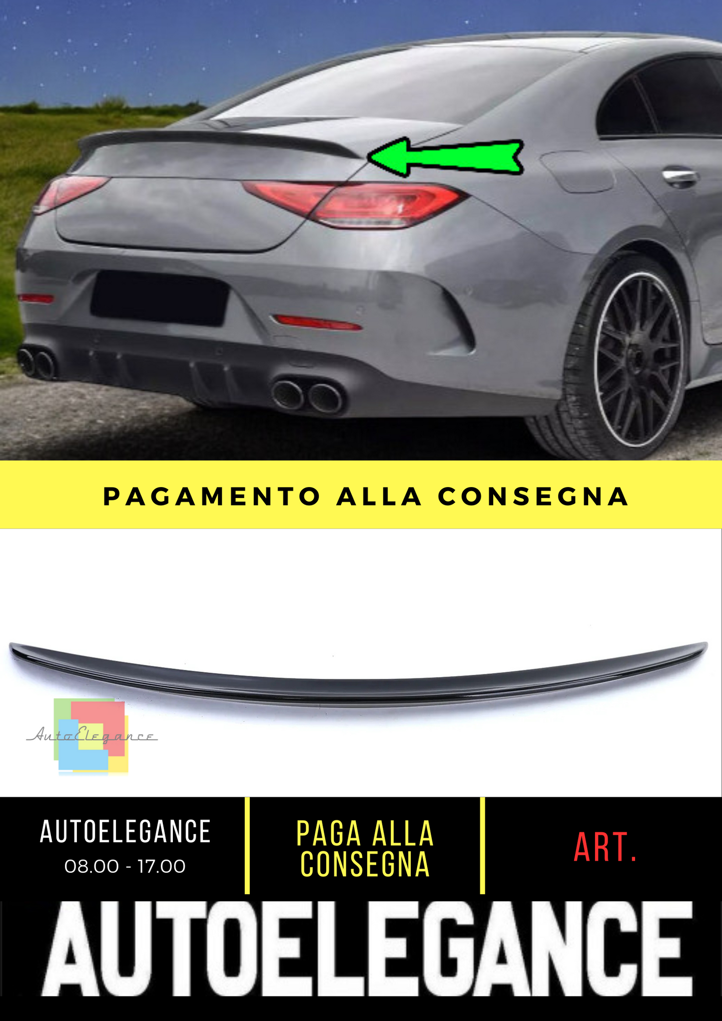 🔥Spoiler Posteriore Sport Nero Lucido Adatto per Mercedes CLS C257 da 17🔥