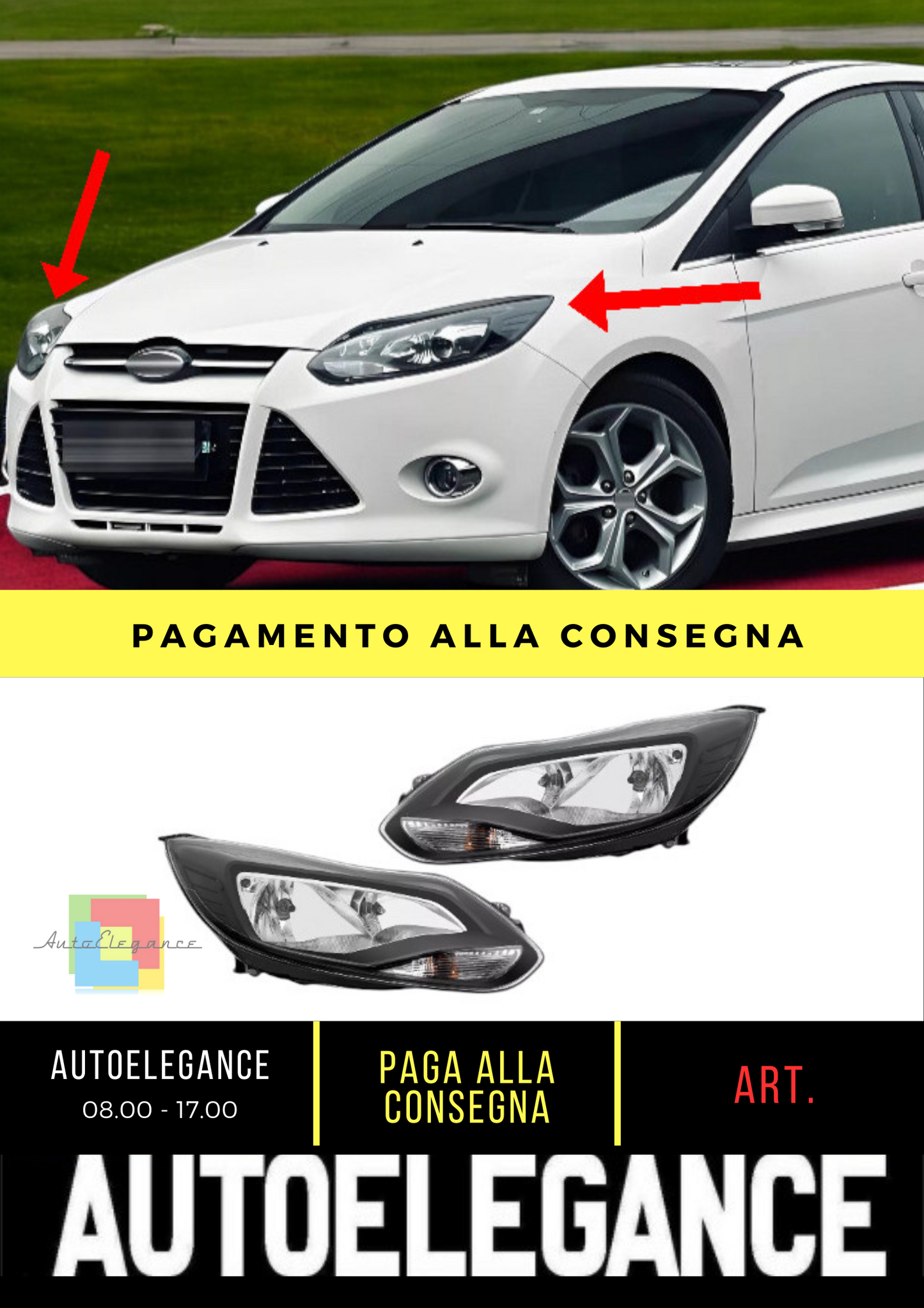 🔥Kit fari anteriori adatti per Ford Focus 3 2011-2014 neri🔥