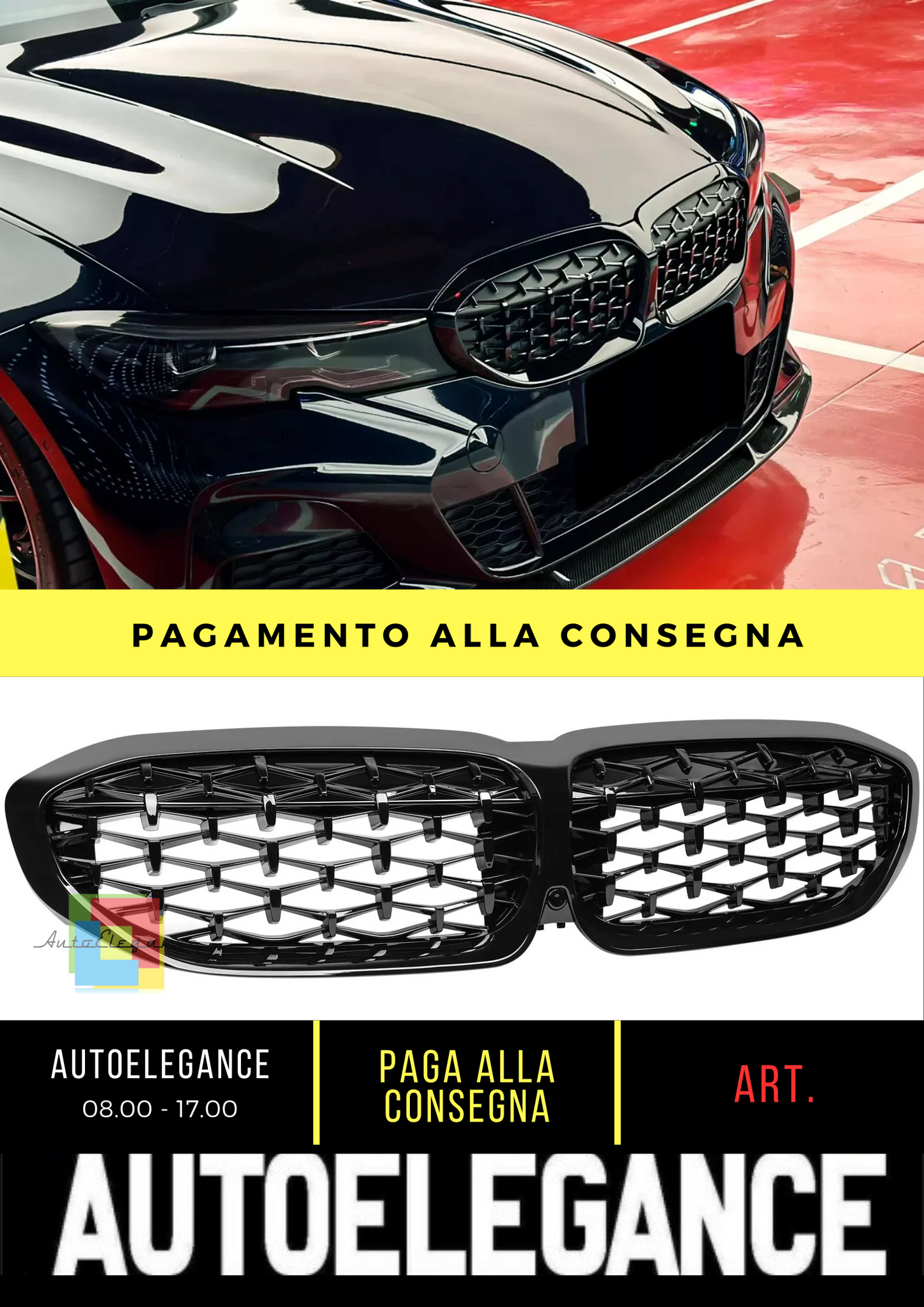 🔥Griglia renale radiatore stile Diamand adatta per BMW Serie 3 G20 G21 nero 🔥