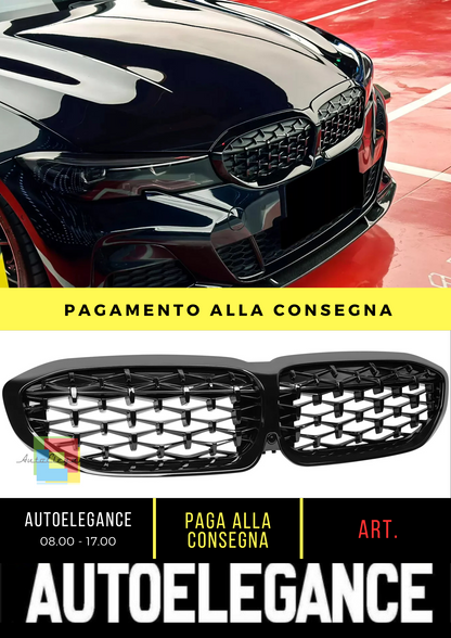 🔥Griglia renale radiatore stile Diamand adatta per BMW Serie 3 G20 G21 nero 🔥