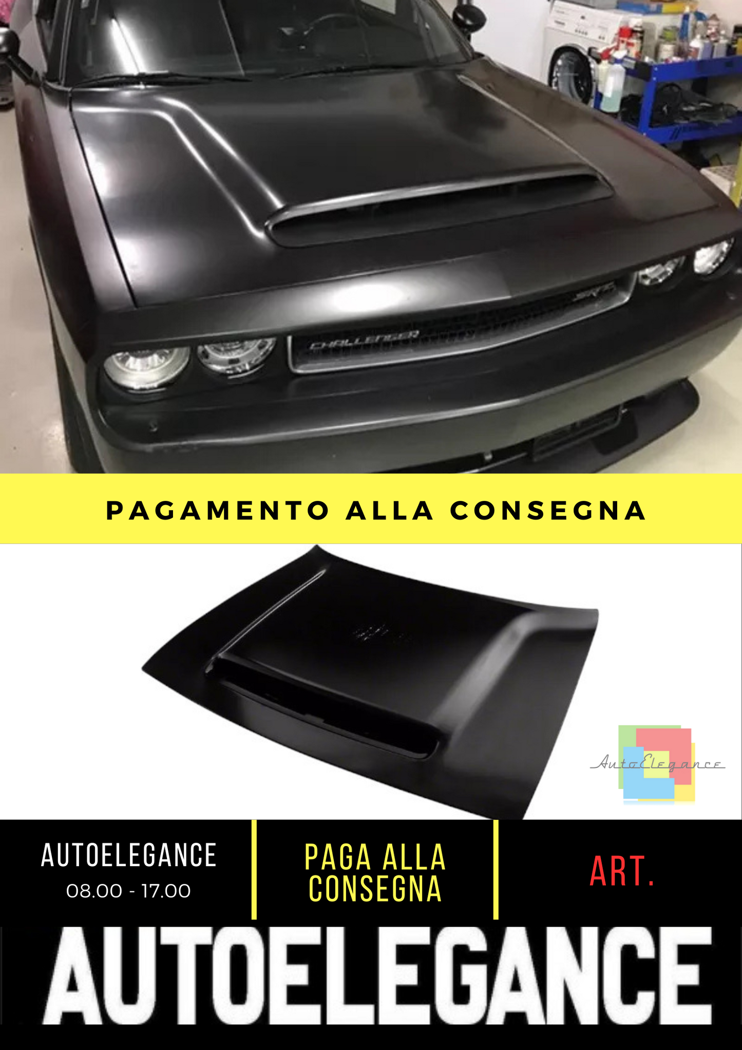⭐Cofano Alluminio Stile Demon adatto per Dodge Challenger 2008-2020⭐