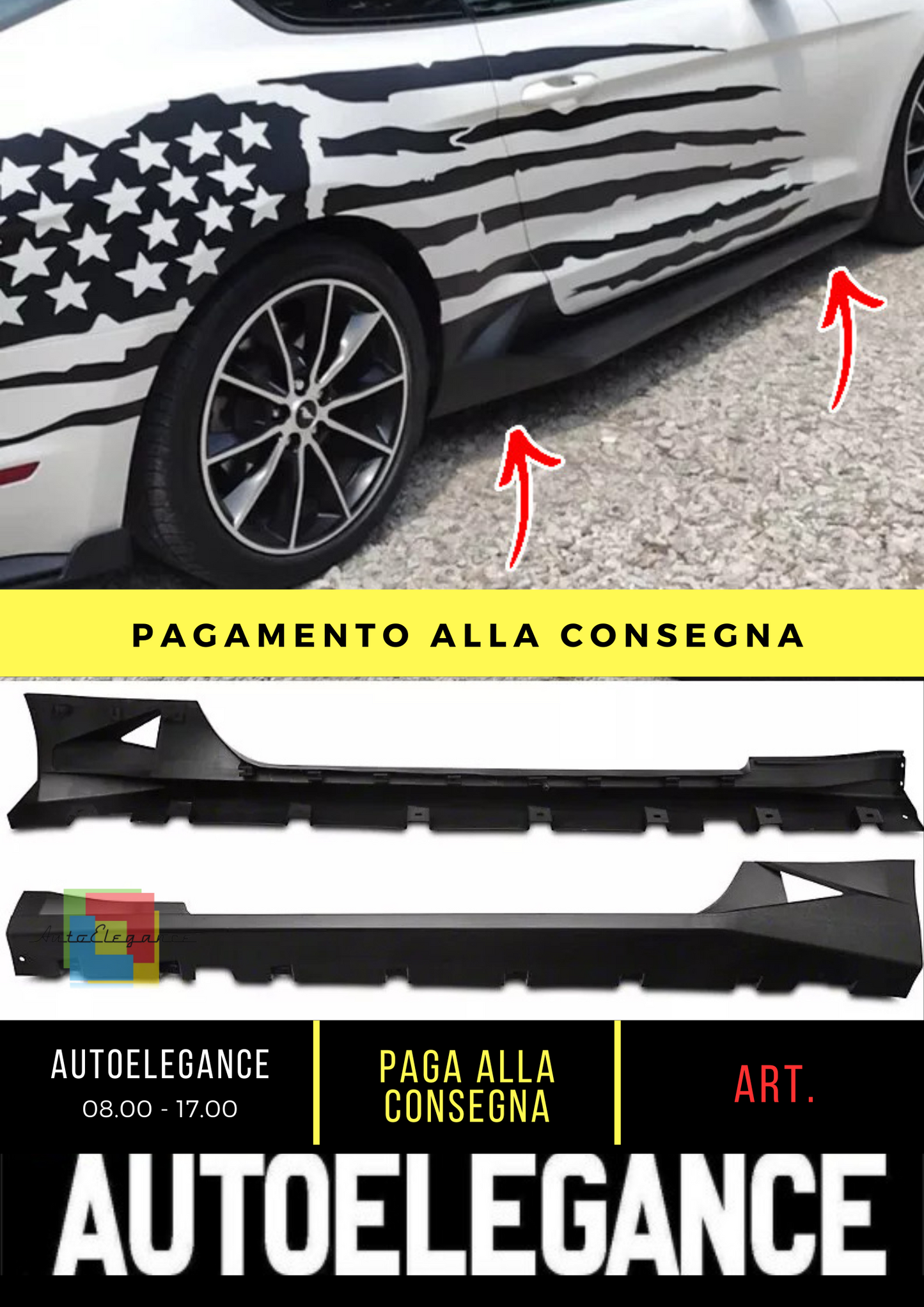 ✨Minigonne laterali presa d'aria effetto Lamborghini adatto per Mustang 2015-17✨