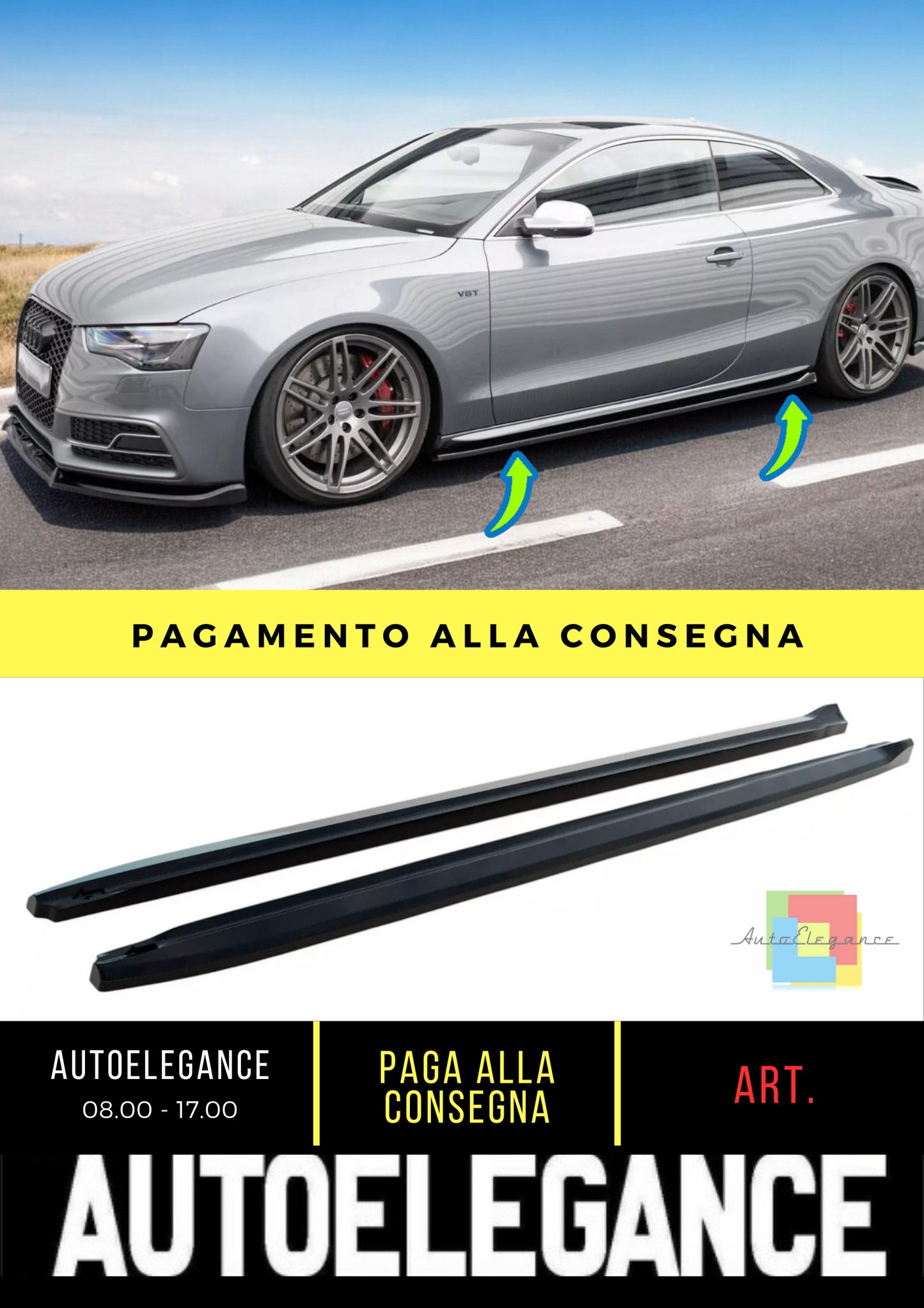 🔥Minigonne Laterali Diffusori V.2 adatto per Audi S5 / A5 S-Line Coupe 8T🔥