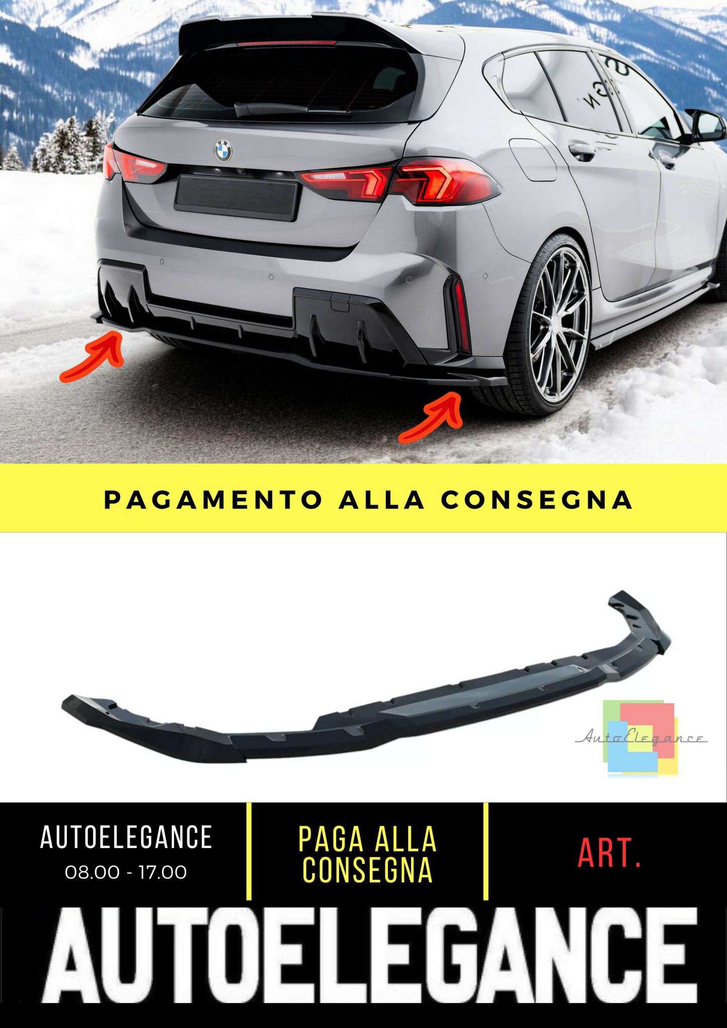 ⭐Splitter posteriore adatto per  BMW 1 M-Pack F70⭐