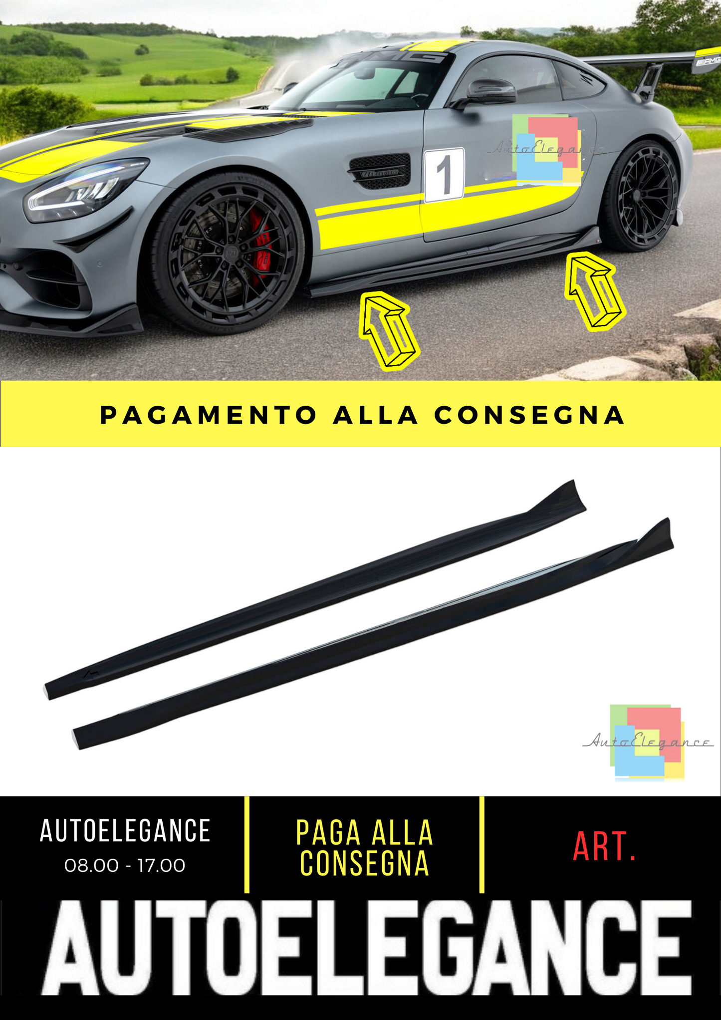 🔥Minigonne Laterali Diffusori Mercedes-AMG GT C C190 Facelift🔥