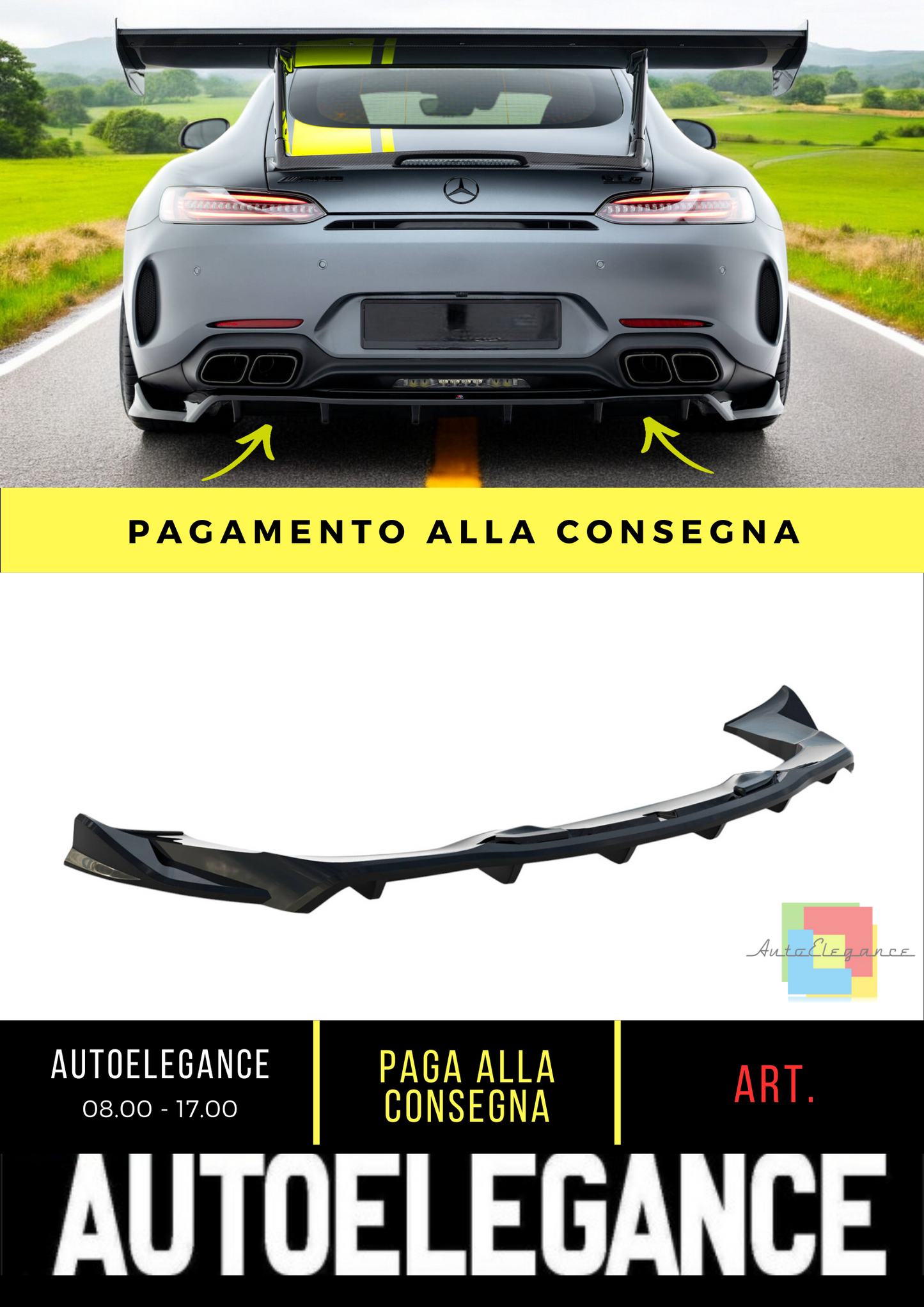 🔥Splitter posteriore (con barre verticali) Mercedes-AMG GT C C190 Facelift🔥