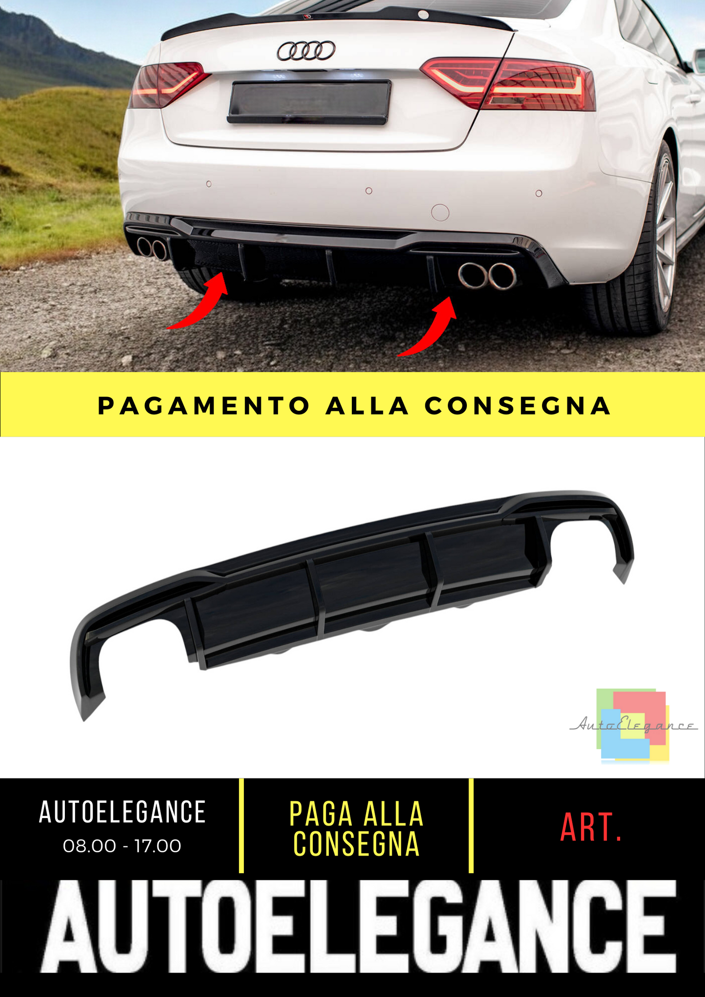 🔥Diffusore posteriore Audi A5 8T Facelift (Versione con doppio scarico)🔥