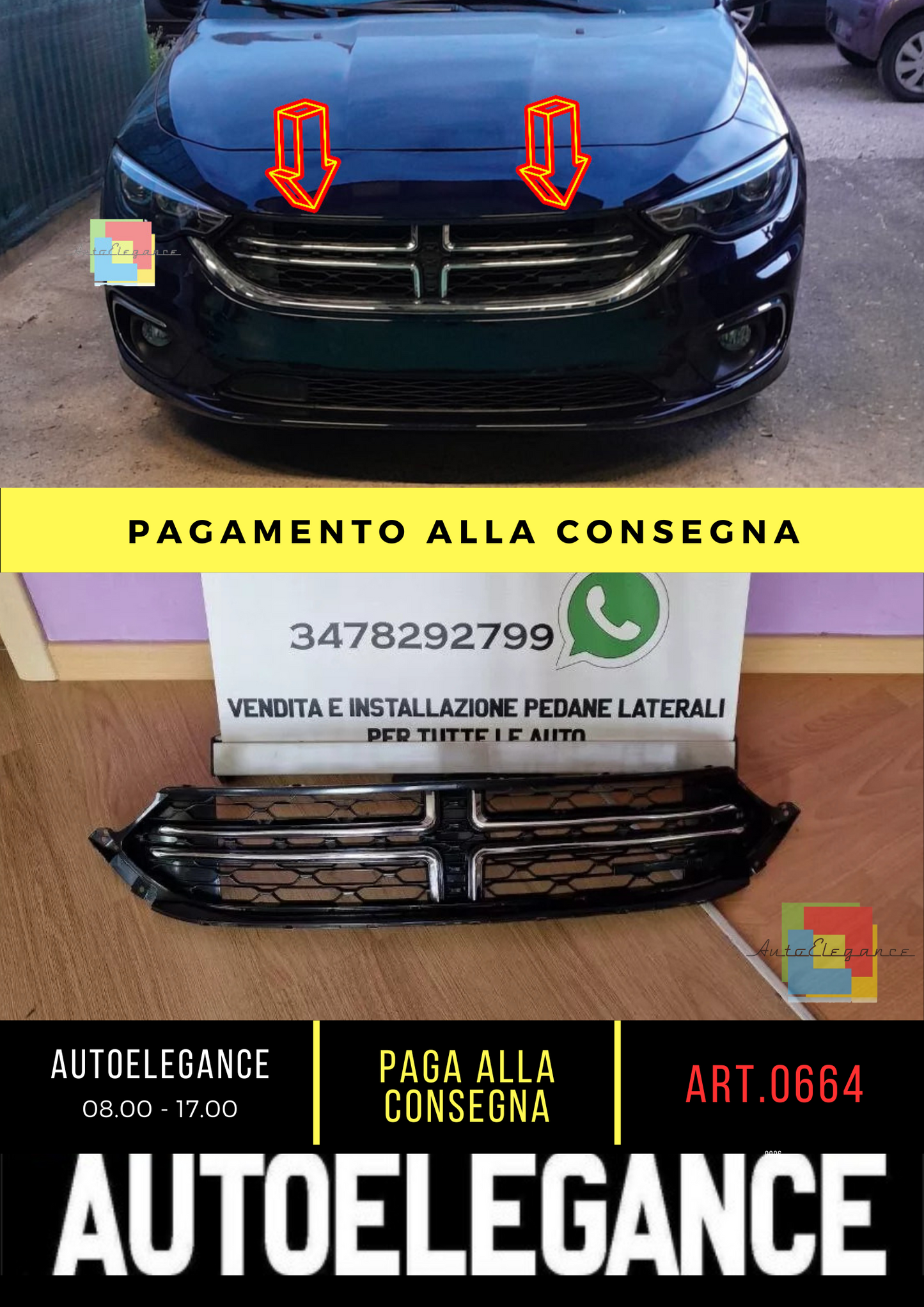 0664⭐FRONT GRILLE MASK SUITABLE FOR FIAT TIPO EDGEA LOOK DODG⭐ 